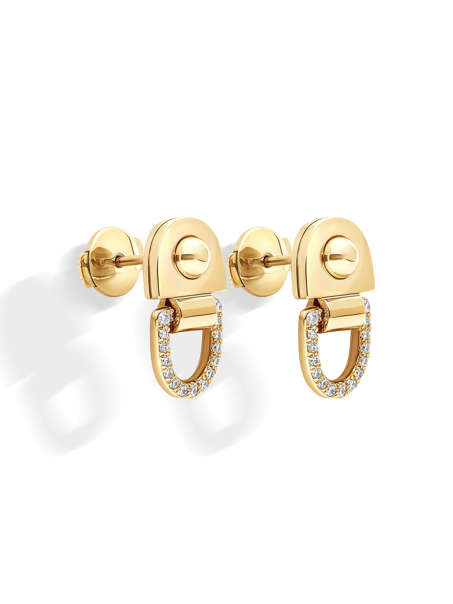 Yellow Gold and Diamond Rivet S Earrings