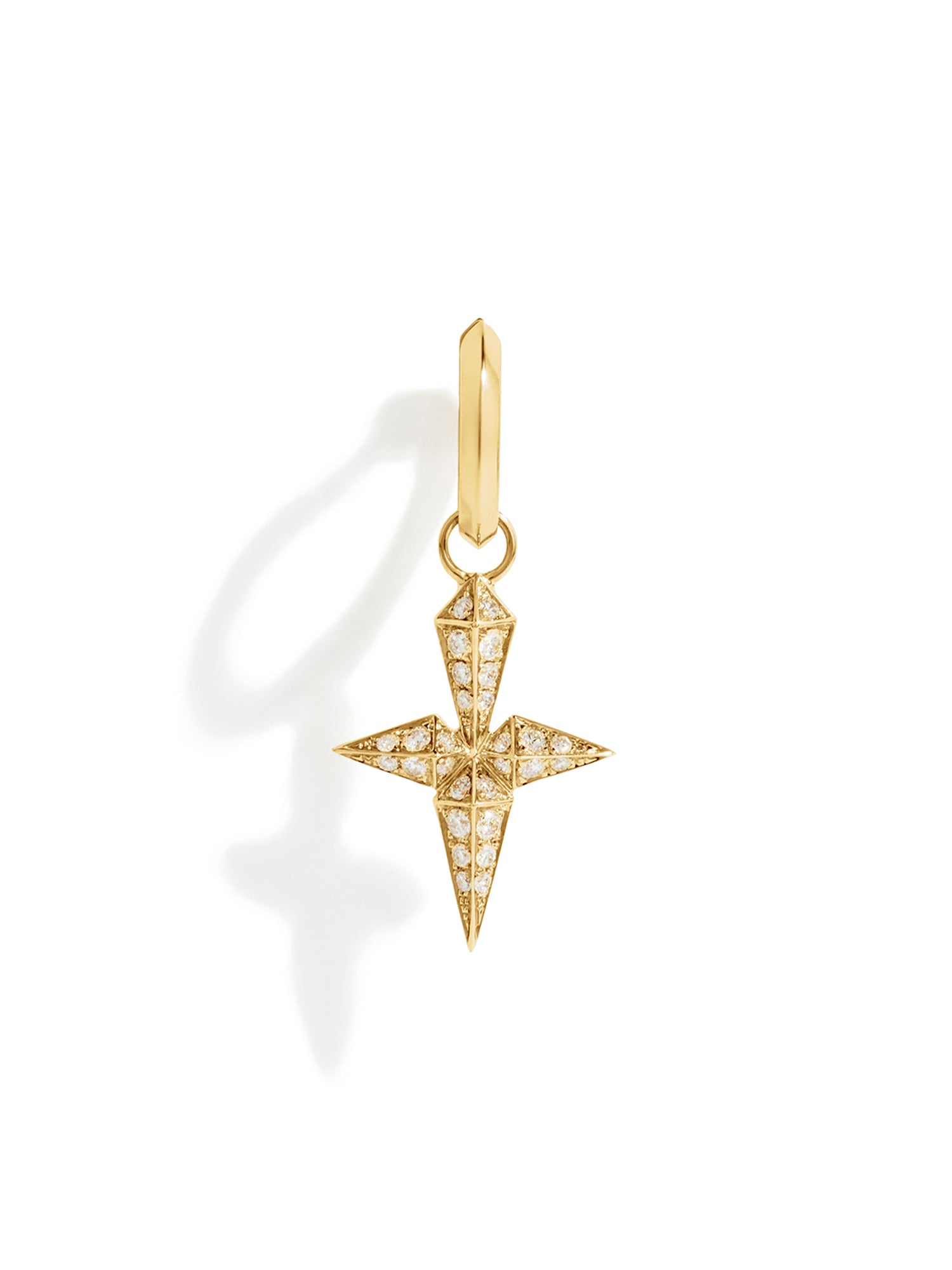 Yellow Gold and Diamond Rockaway Cross Hoop Earring