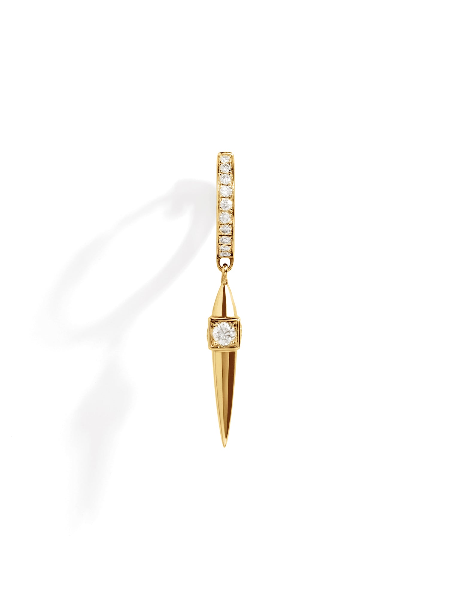 Yellow Gold and Diamond Rockaway Peak Hoop Earring