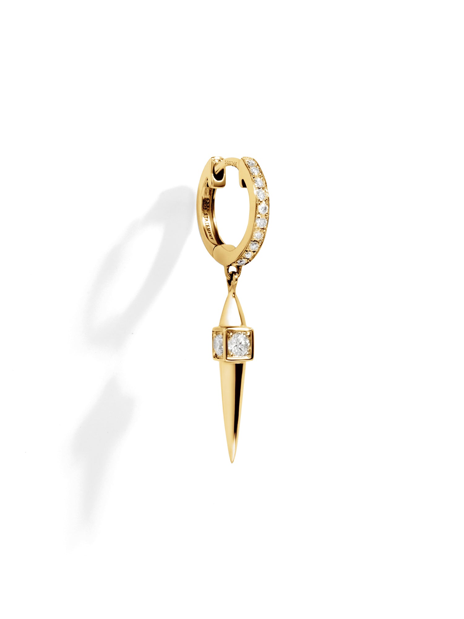 Yellow Gold and Diamond Rockaway Peak Hoop Earring
