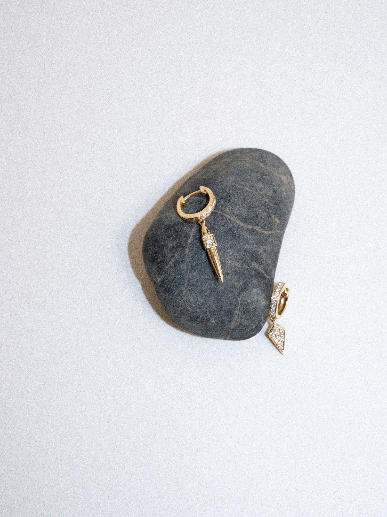 Yellow Gold and Diamond Rockaway Peak Hoop Earring