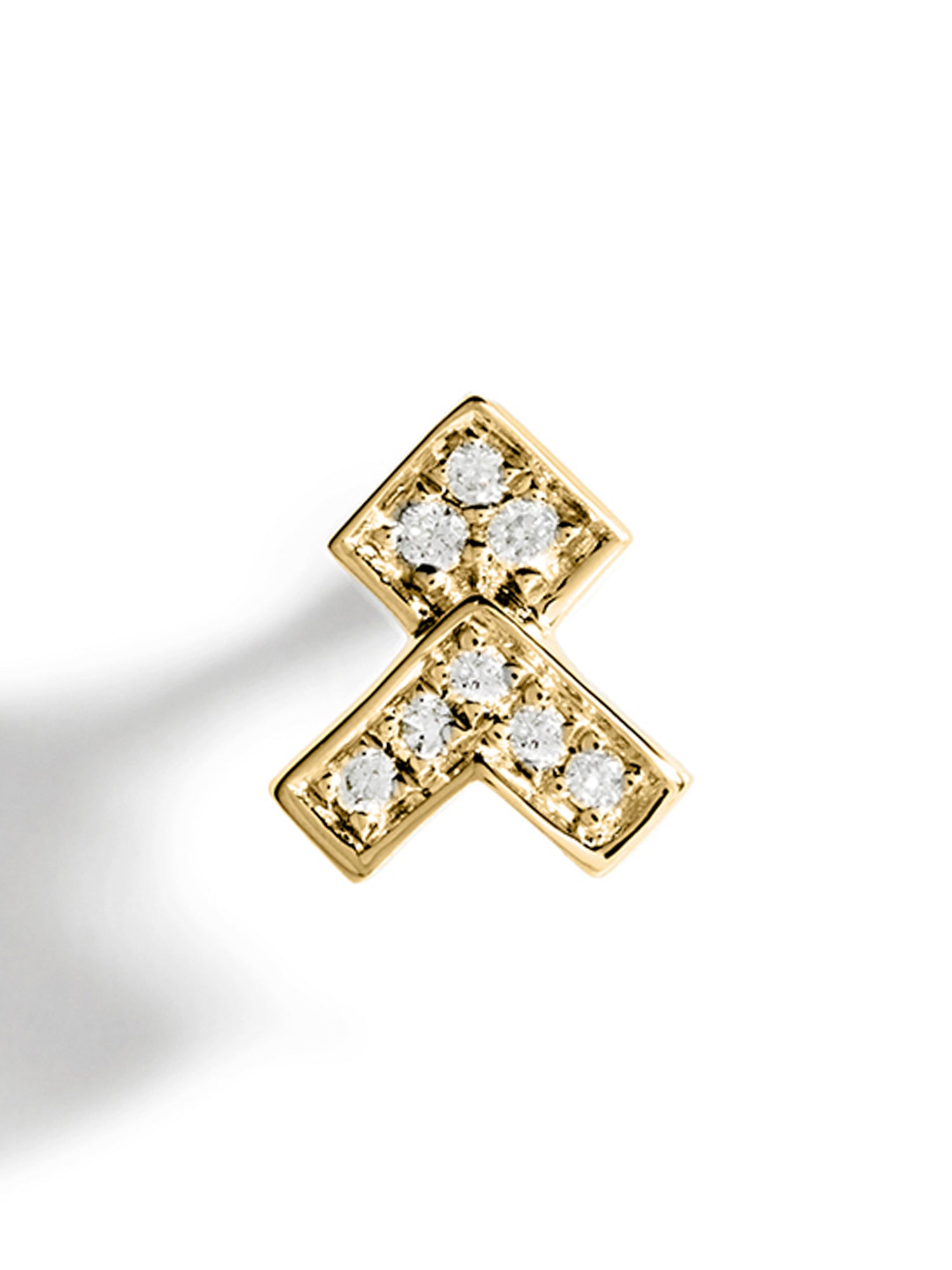 Yellow Gold and Diamond Stairway Arrow Earring