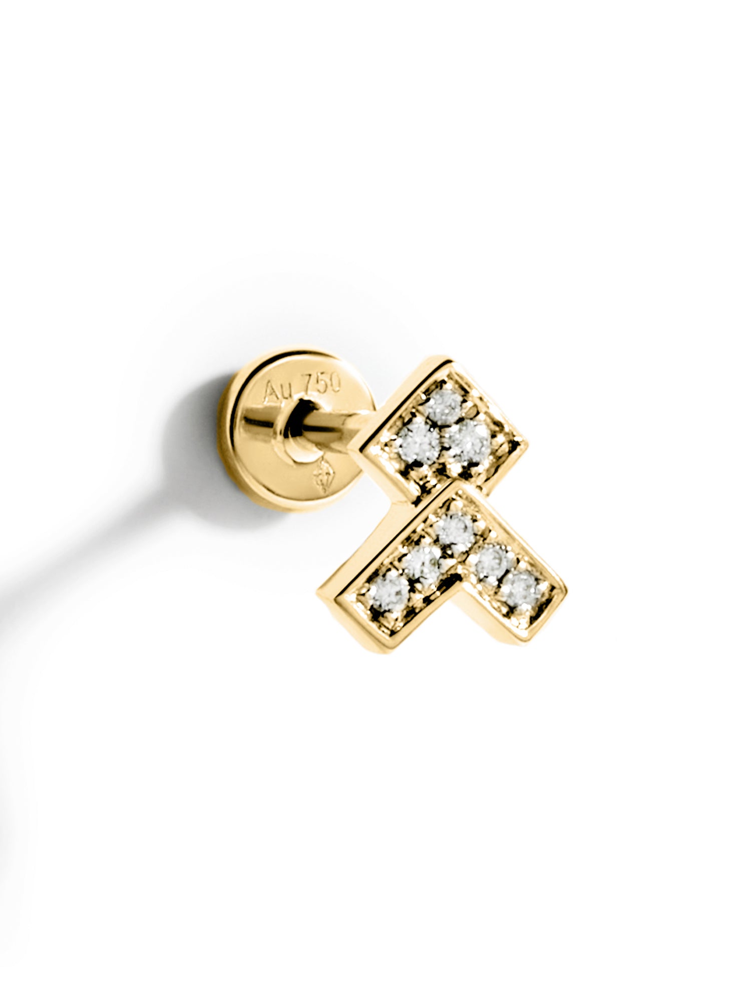 Yellow Gold and Diamond Stairway Arrow Earring