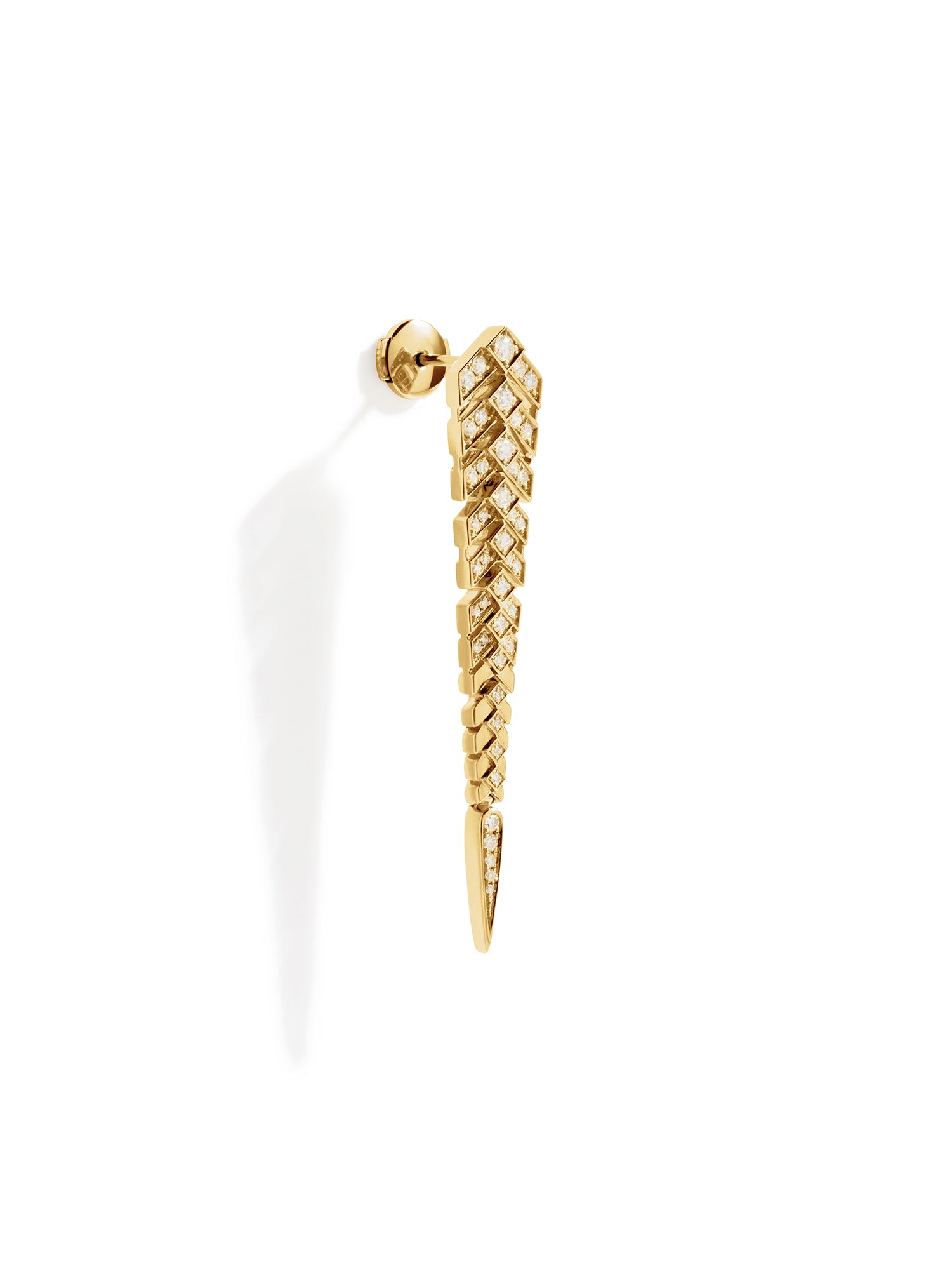 Yellow Gold and Diamond Stairway M Earring