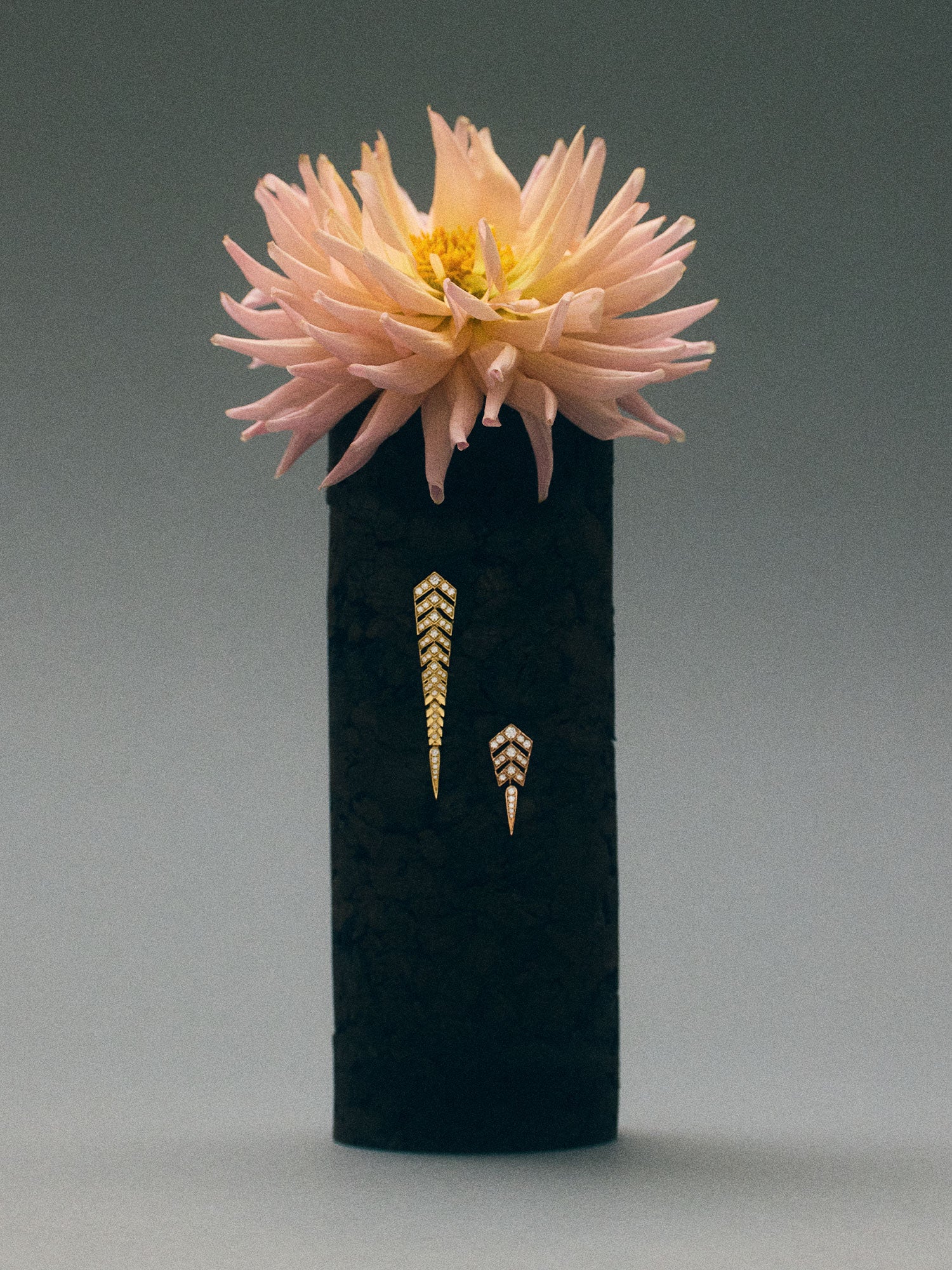 Yellow Gold and Diamond Stairway M Earring