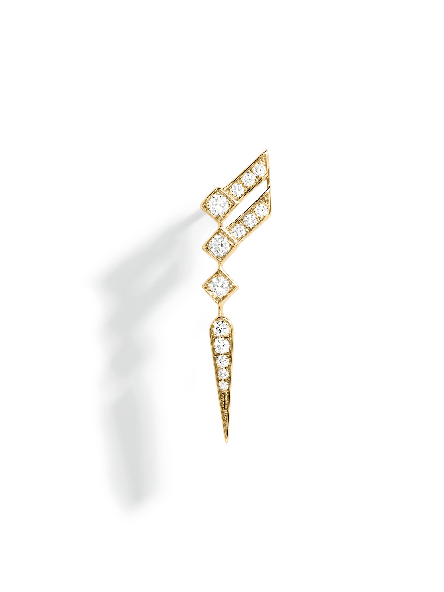 Yellow Gold and Diamond Stairway Wings Earring