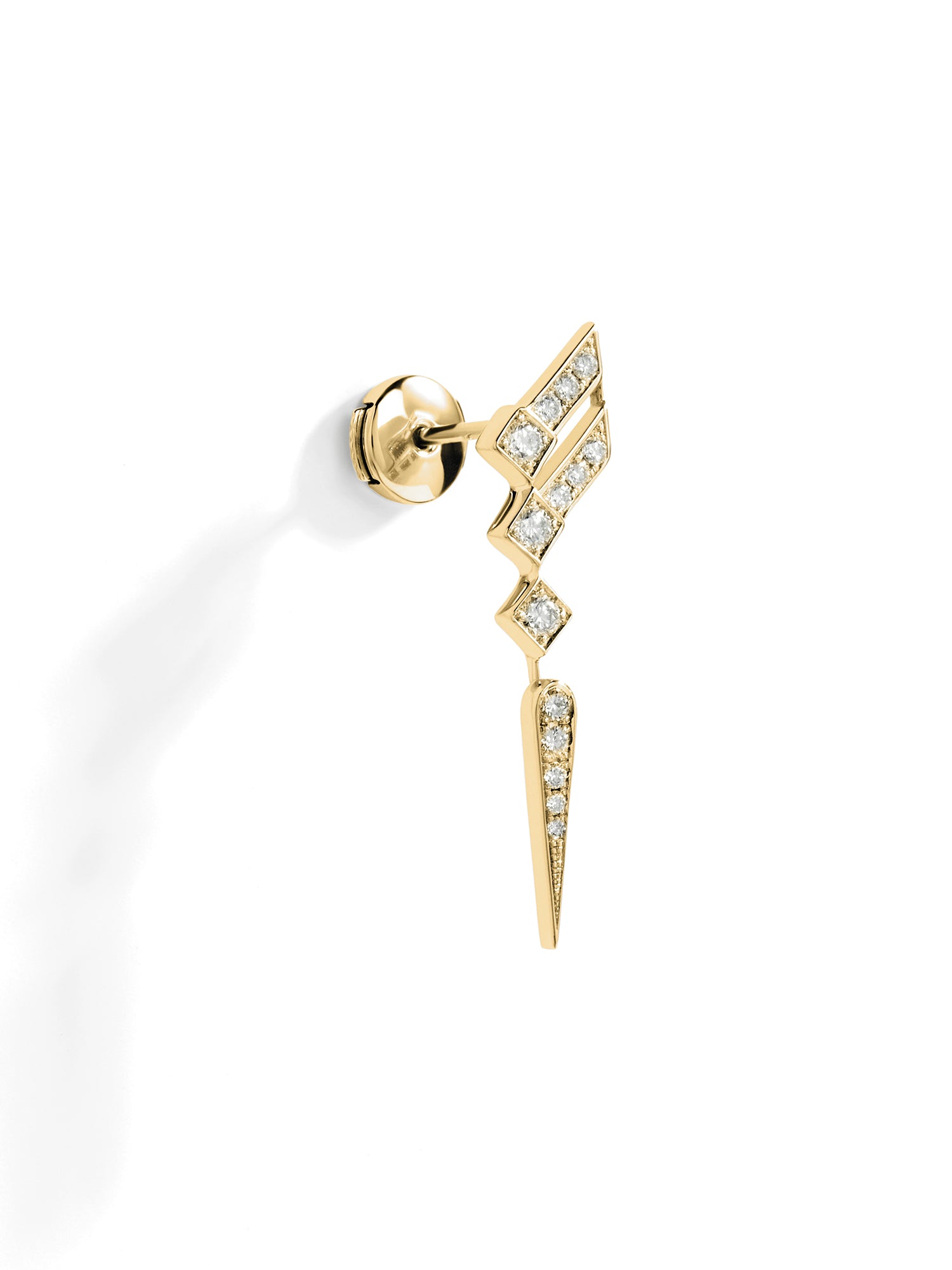 Yellow Gold and Diamond Stairway Wings Earring