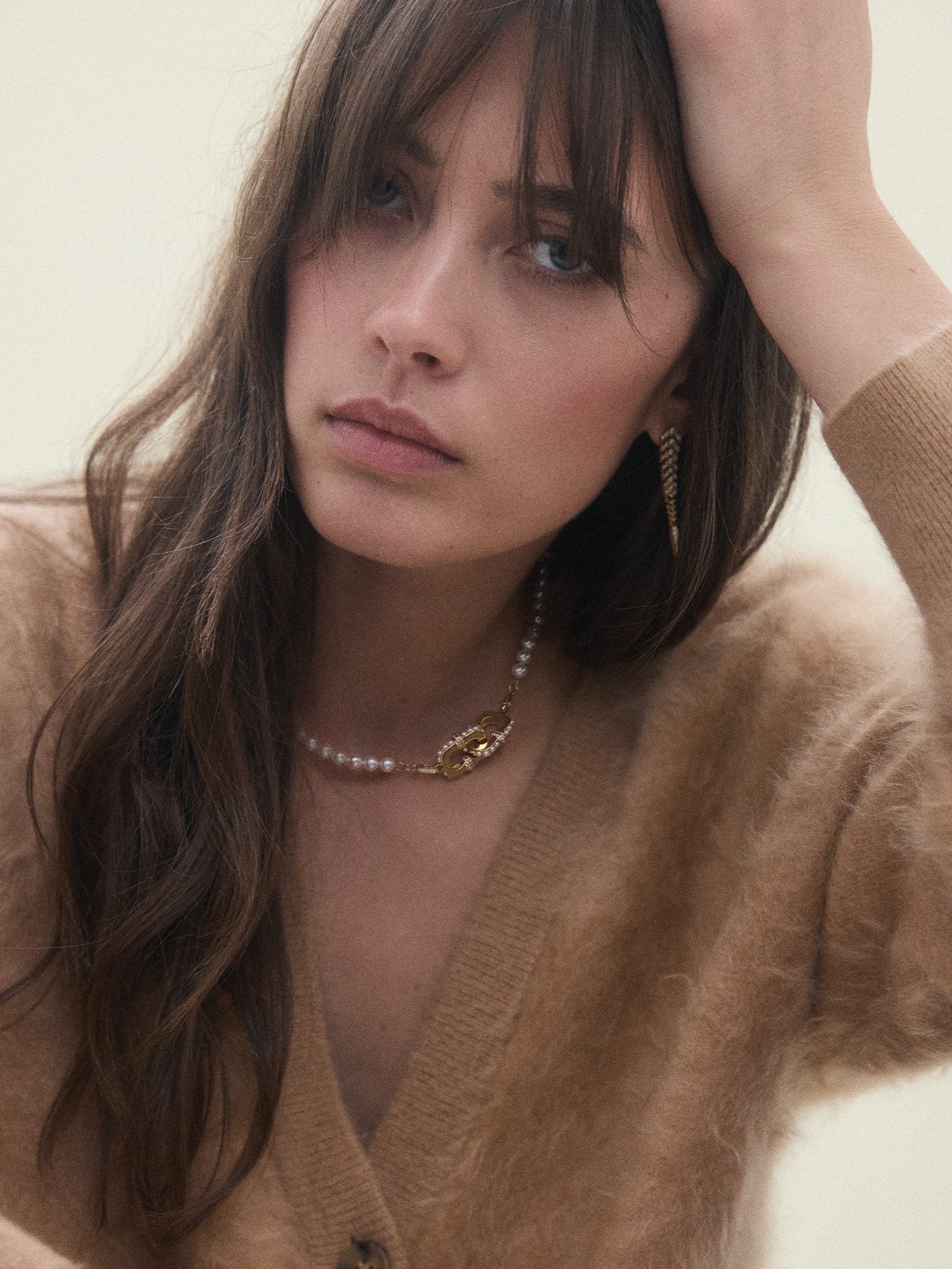 Yellow Gold, Pearl, and Diamond Unchained Entre-Maille Necklace