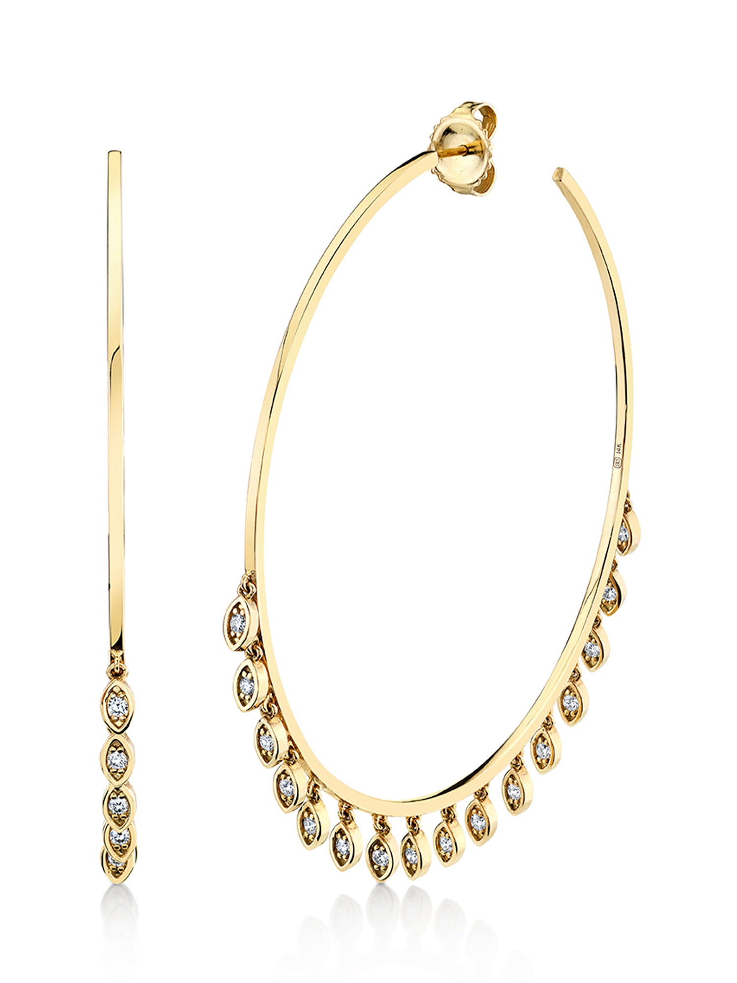 Large Marquise Eye Fringe Hoops