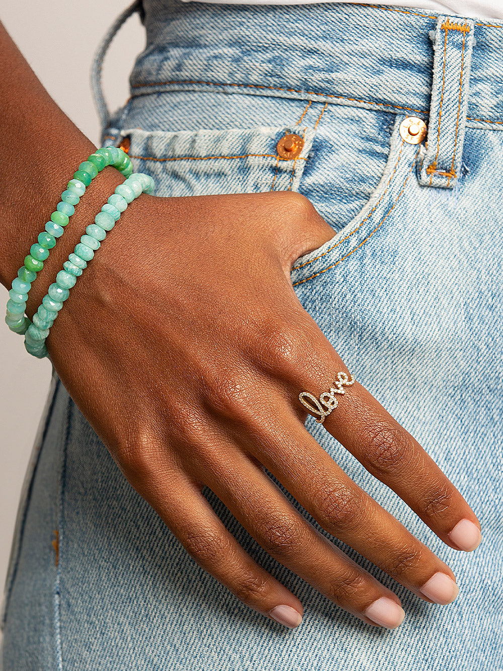 Large Love Script Ring