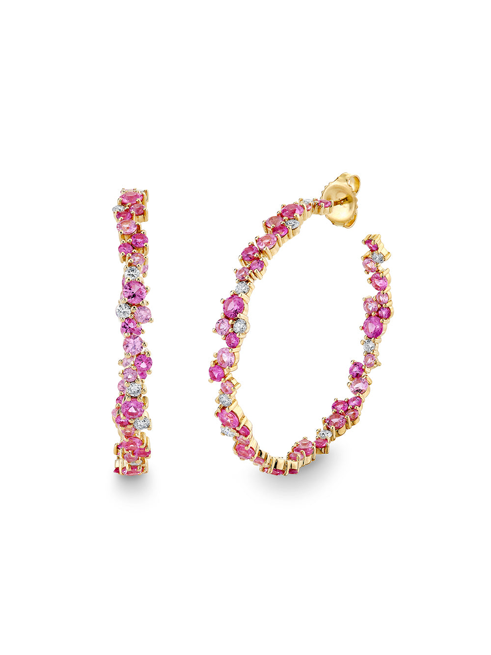 Large Pink Sapphire Cocktail Hoops