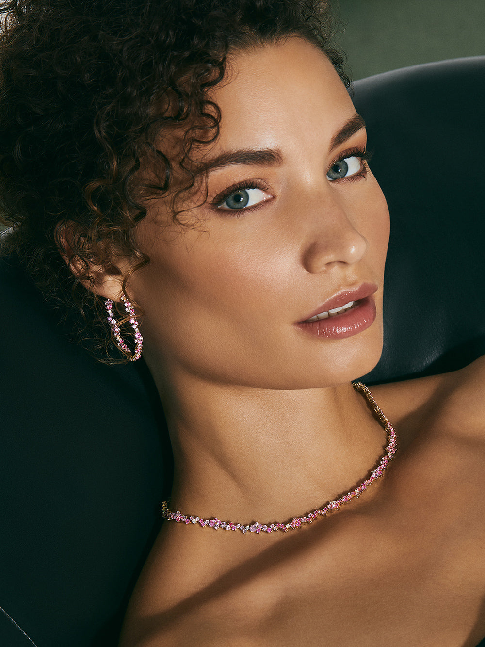 Large Pink Sapphire Cocktail Hoops