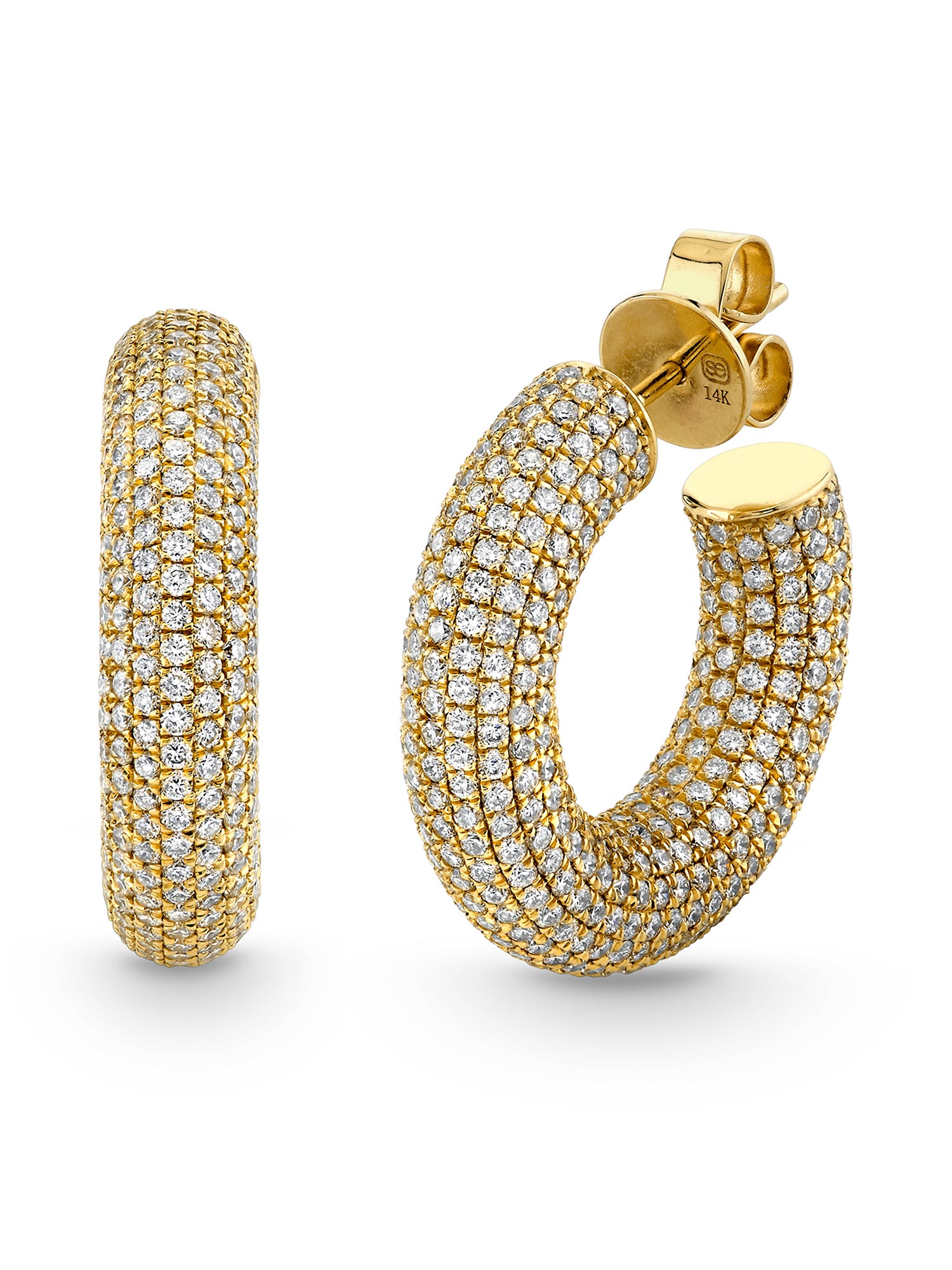 Puffy Pavé Small Hoops
