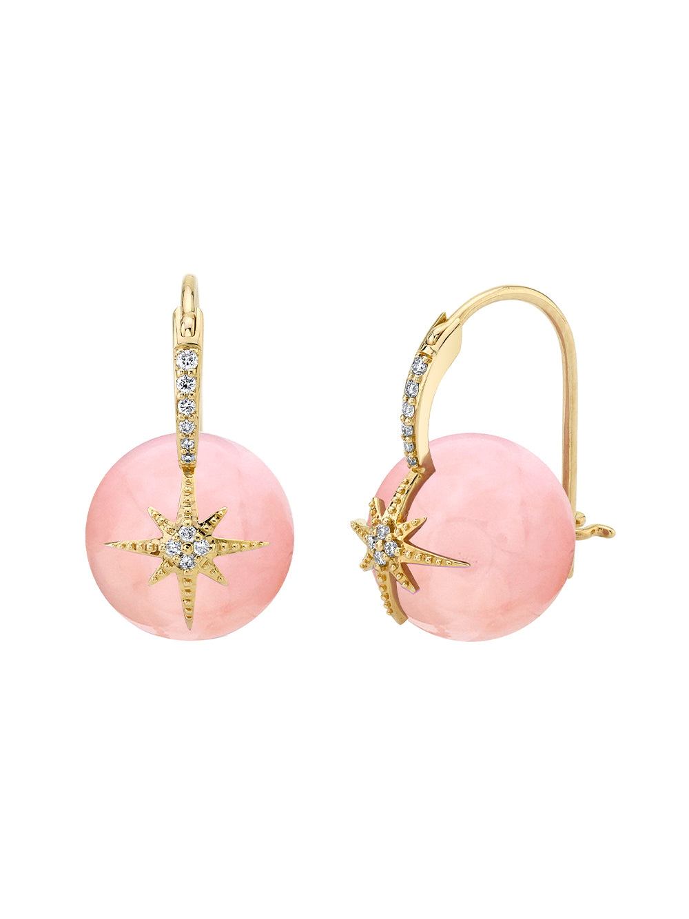 Pavé Starburst Pink Opal Bead Earrings