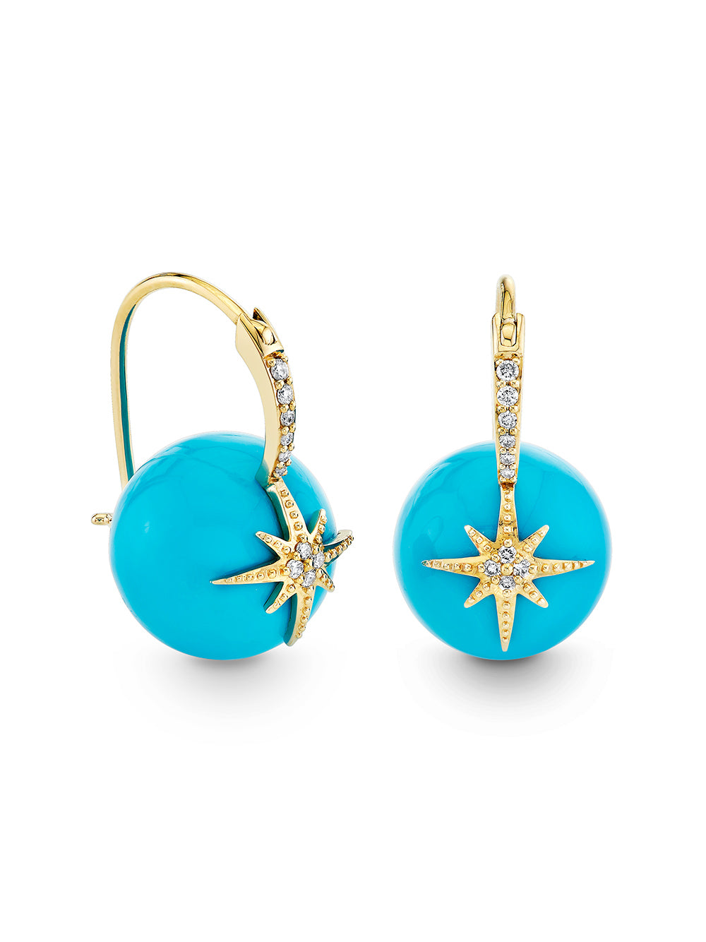 Pavé Starburst Turquoise Bead Earrings