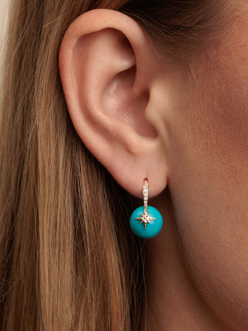 Pavé Starburst Turquoise Bead Earrings