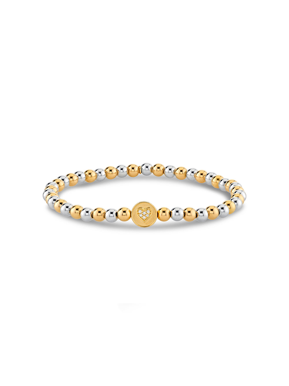 Peace and Love Charm on Two-Toned Gold Beaded Bracelet