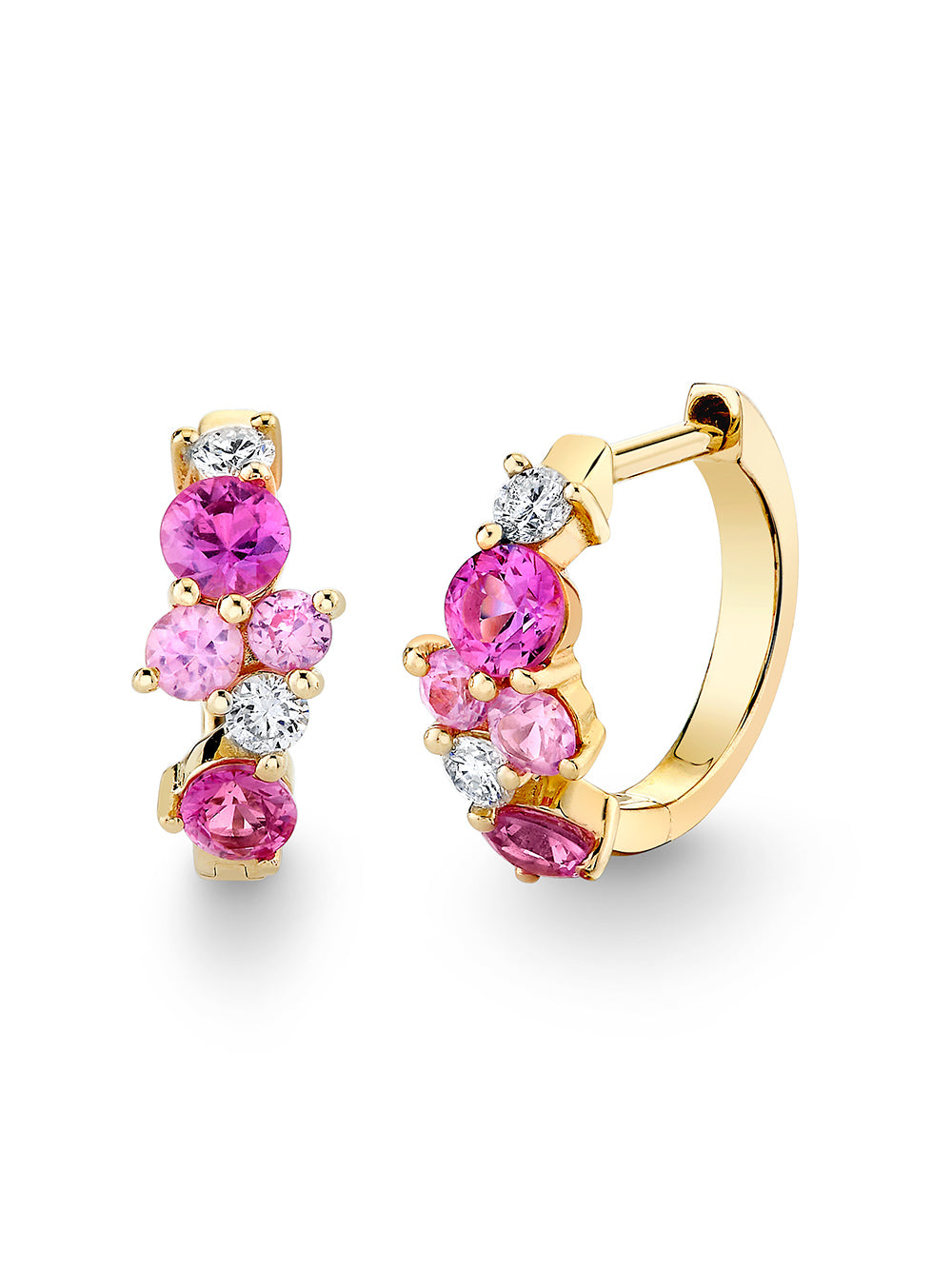 Pink Sapphire Cocktail Huggie Hoops