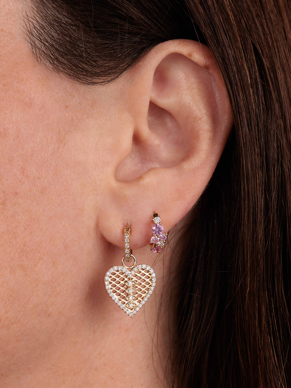 Pink Sapphire Cocktail Huggie Hoops