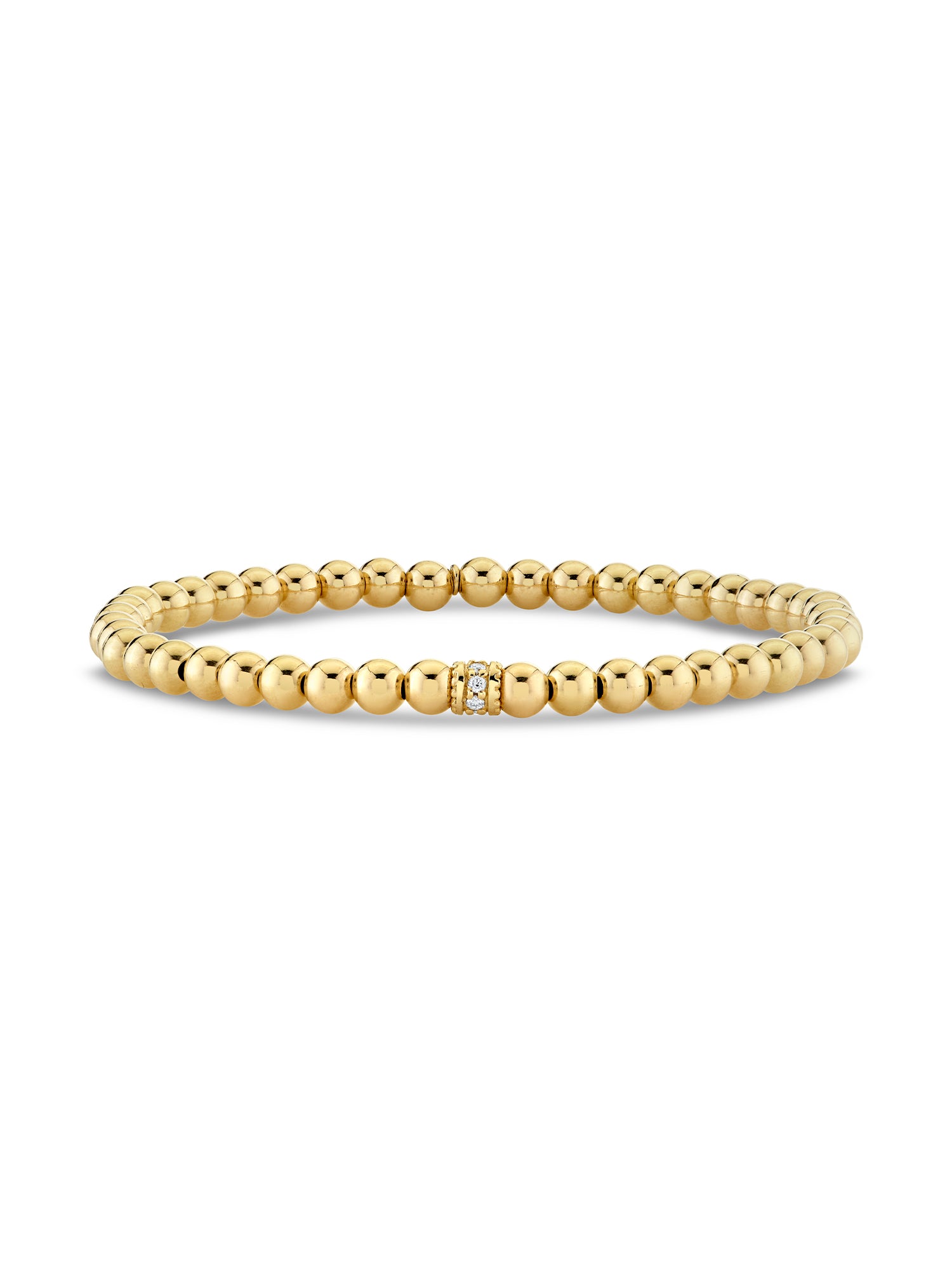 Scallop Edge Pavé Rondelle on Gold Beaded Bracelet