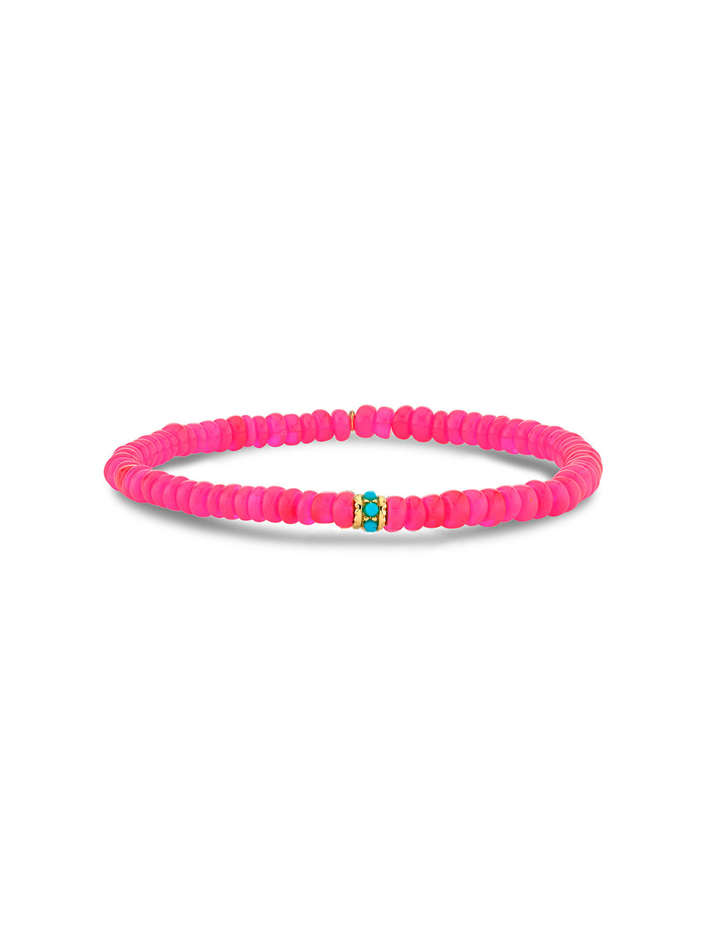 Scallop-Edged Pavé Rondelle on Pink Ethiopian Opal Beaded Bracelet