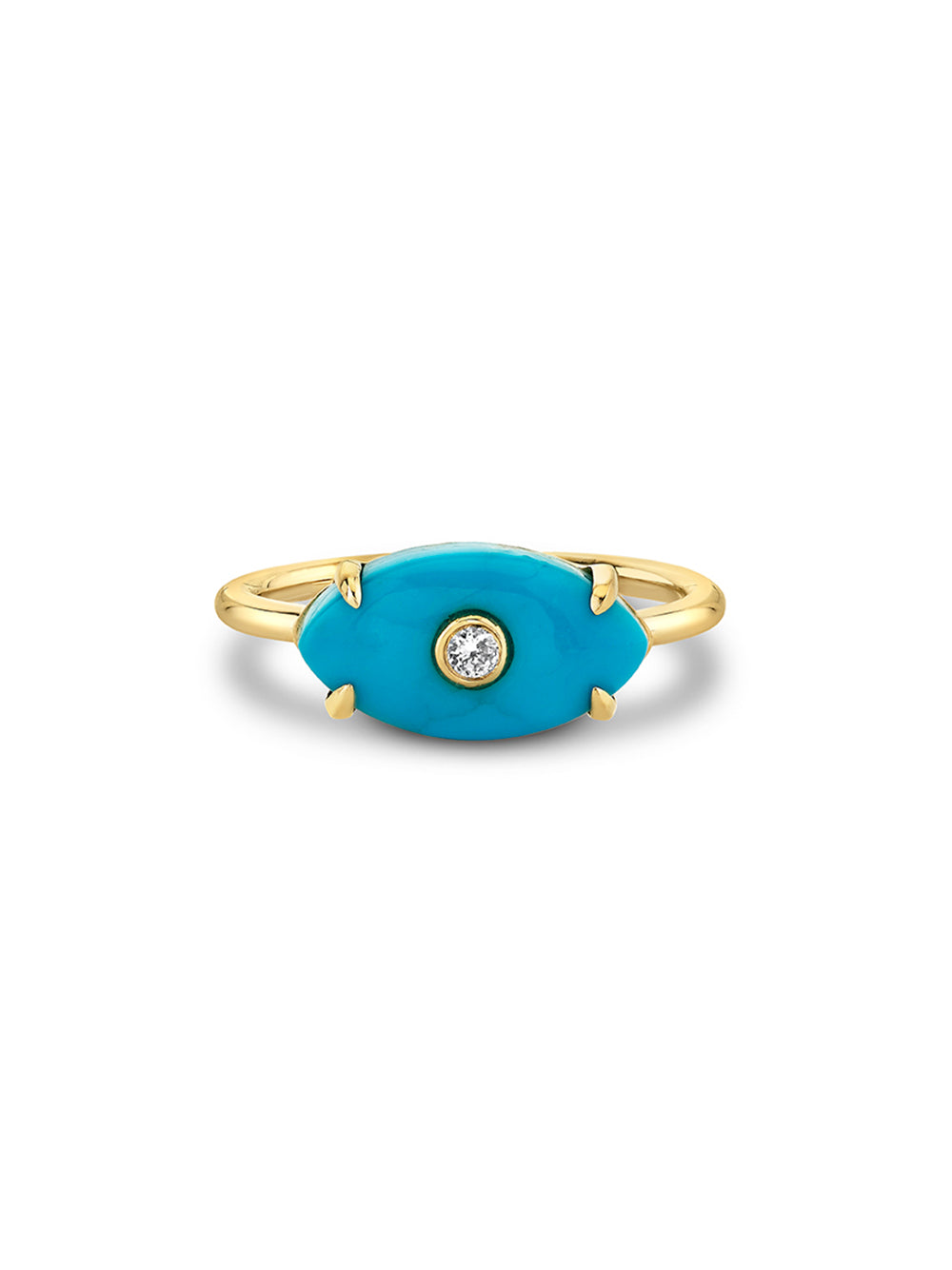 Turquoise Carved Stone Bezel Evil Eye Ring