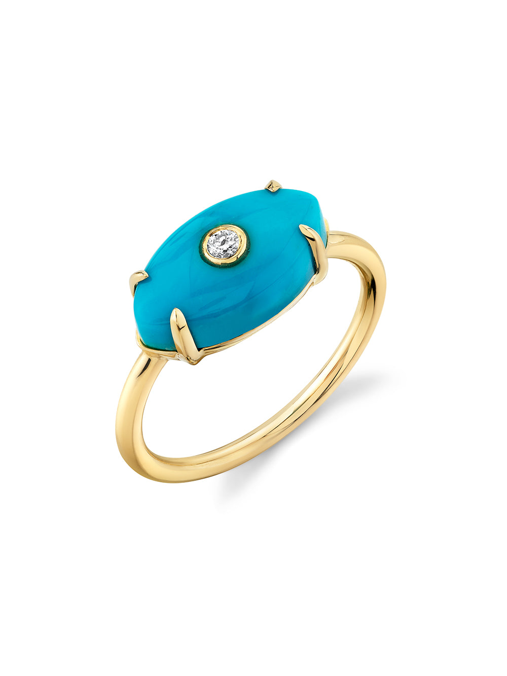 Turquoise Carved Stone Bezel Evil Eye Ring