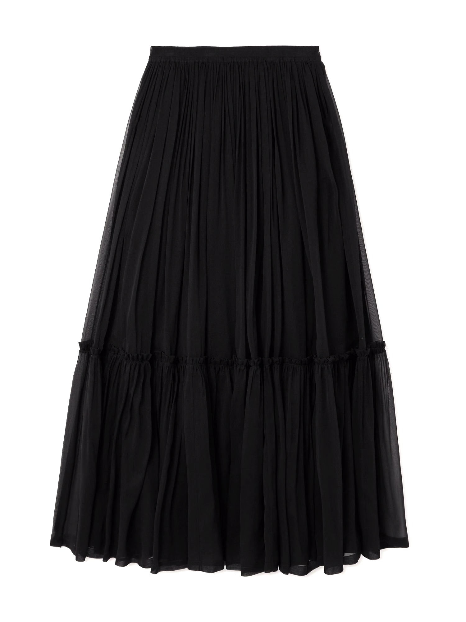 Tiered Silk Maxi Skirt