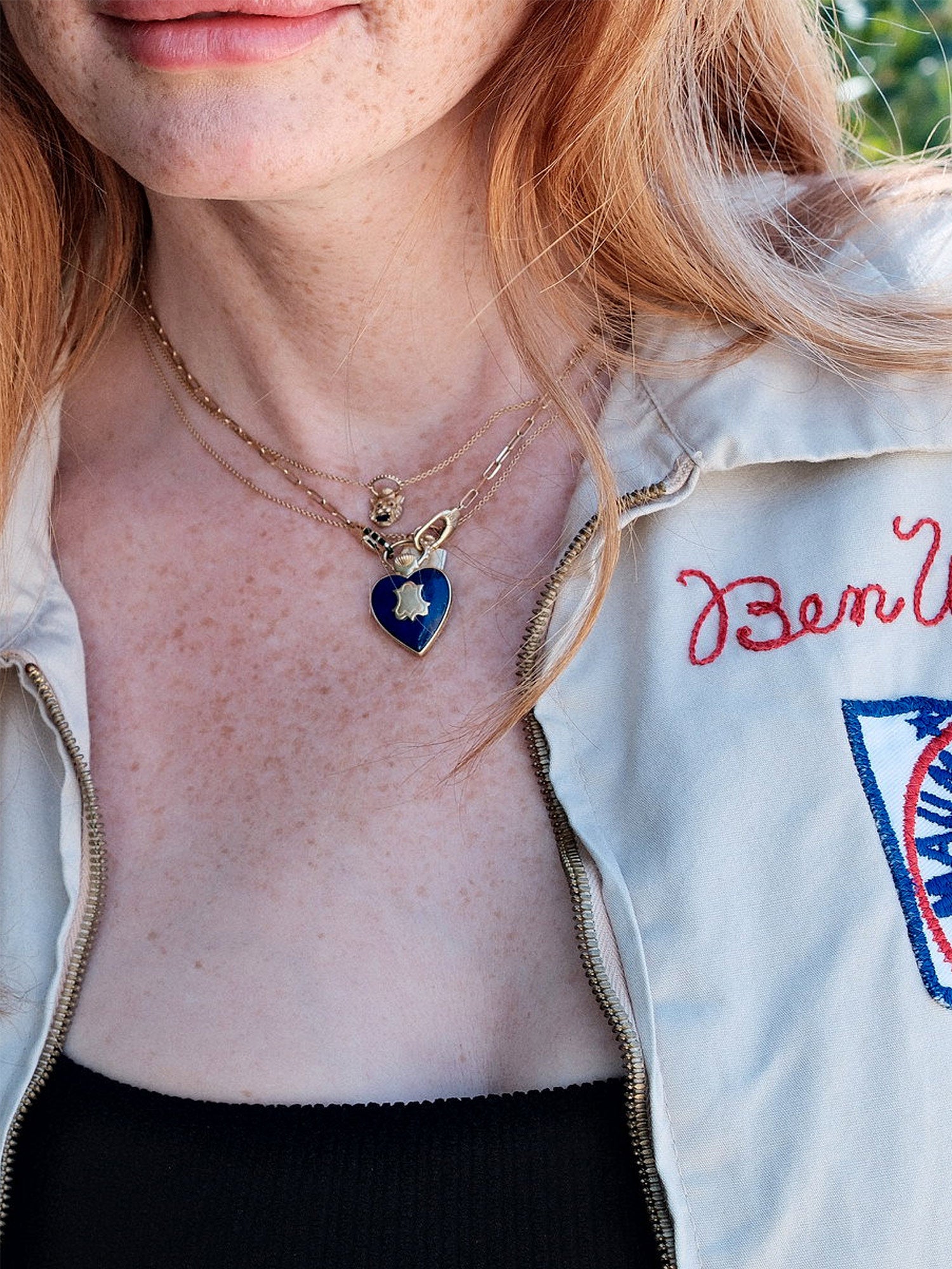 The You Vault in Lapis on Paperclip Stripe Chain