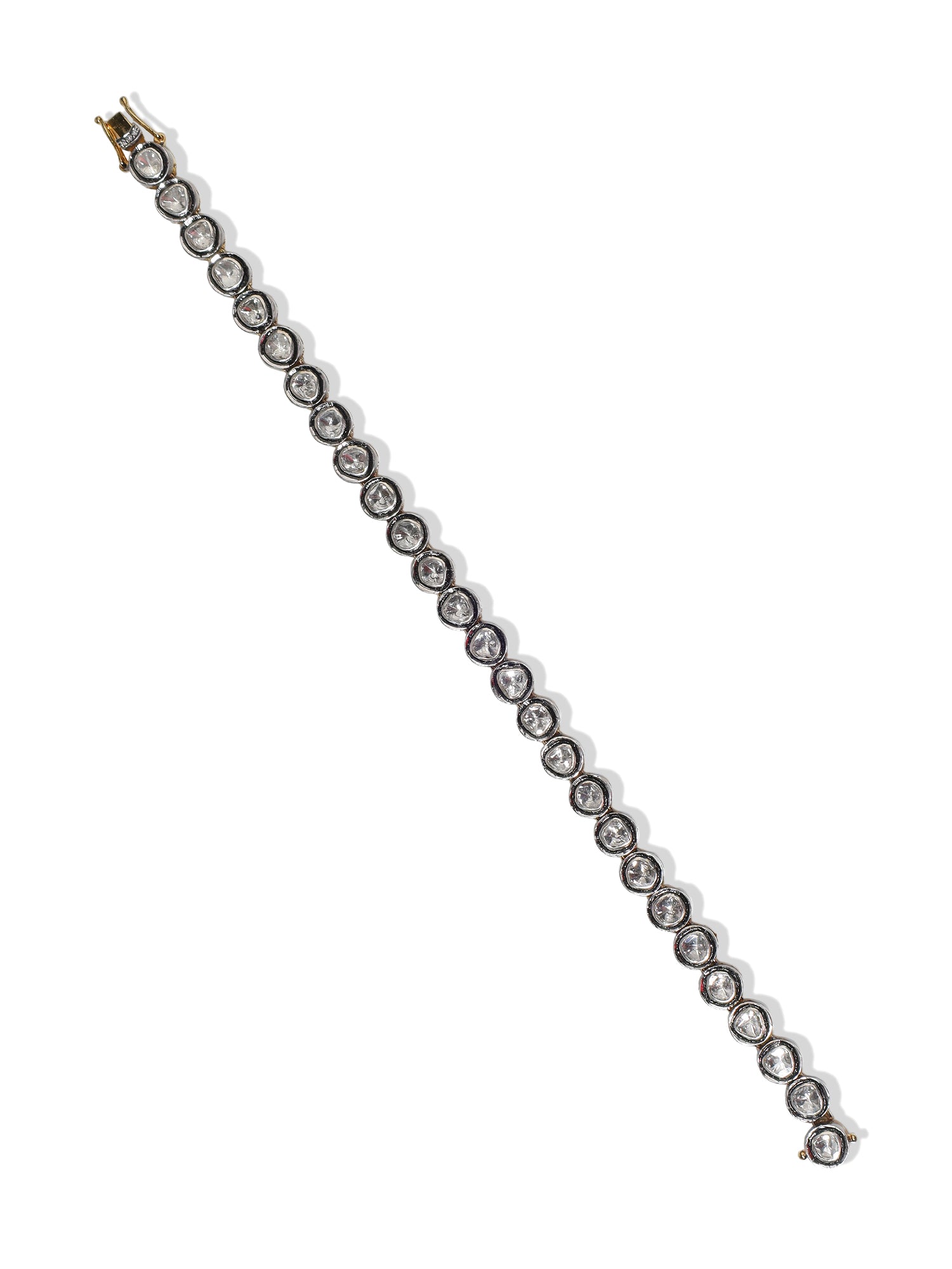 14k Gold and Silver Diamond and Polki Diamond Bracelet