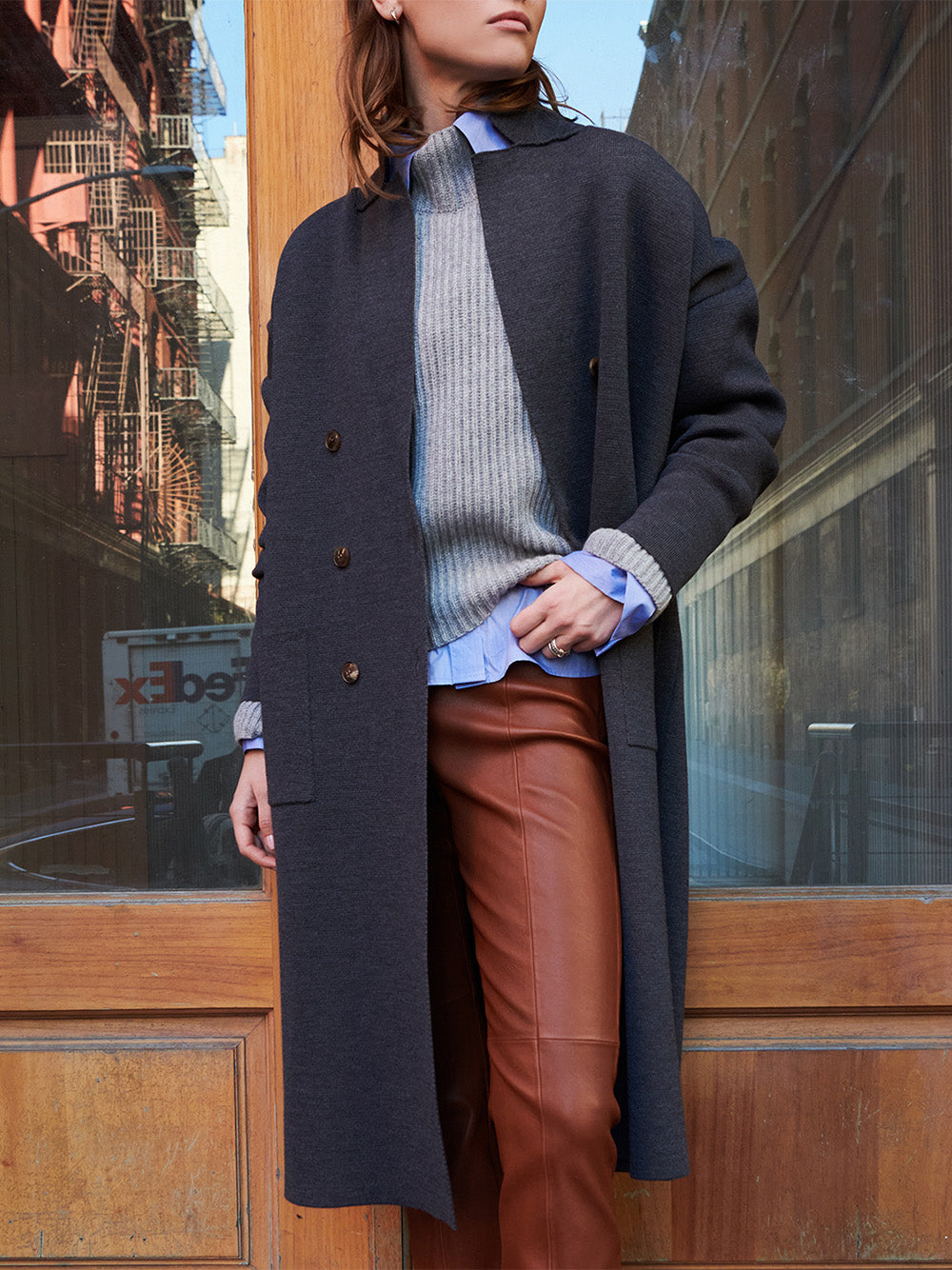 Long Double-Breasted Wool Coat