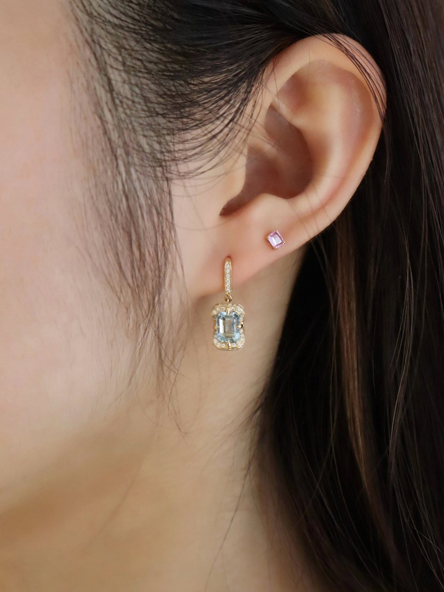 Aquamarine and Diamond Aurora Earrings