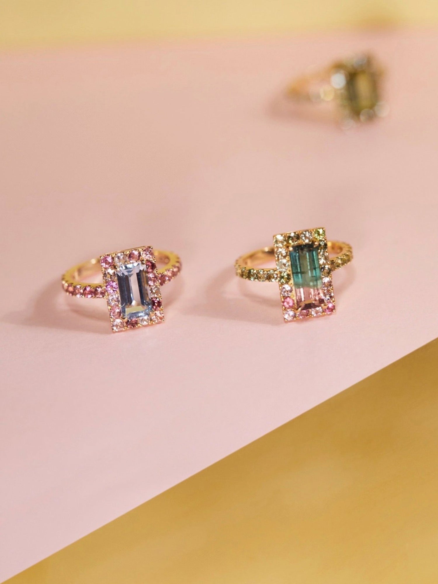 Aquamarine and Pink Tourmaline Candy Ring