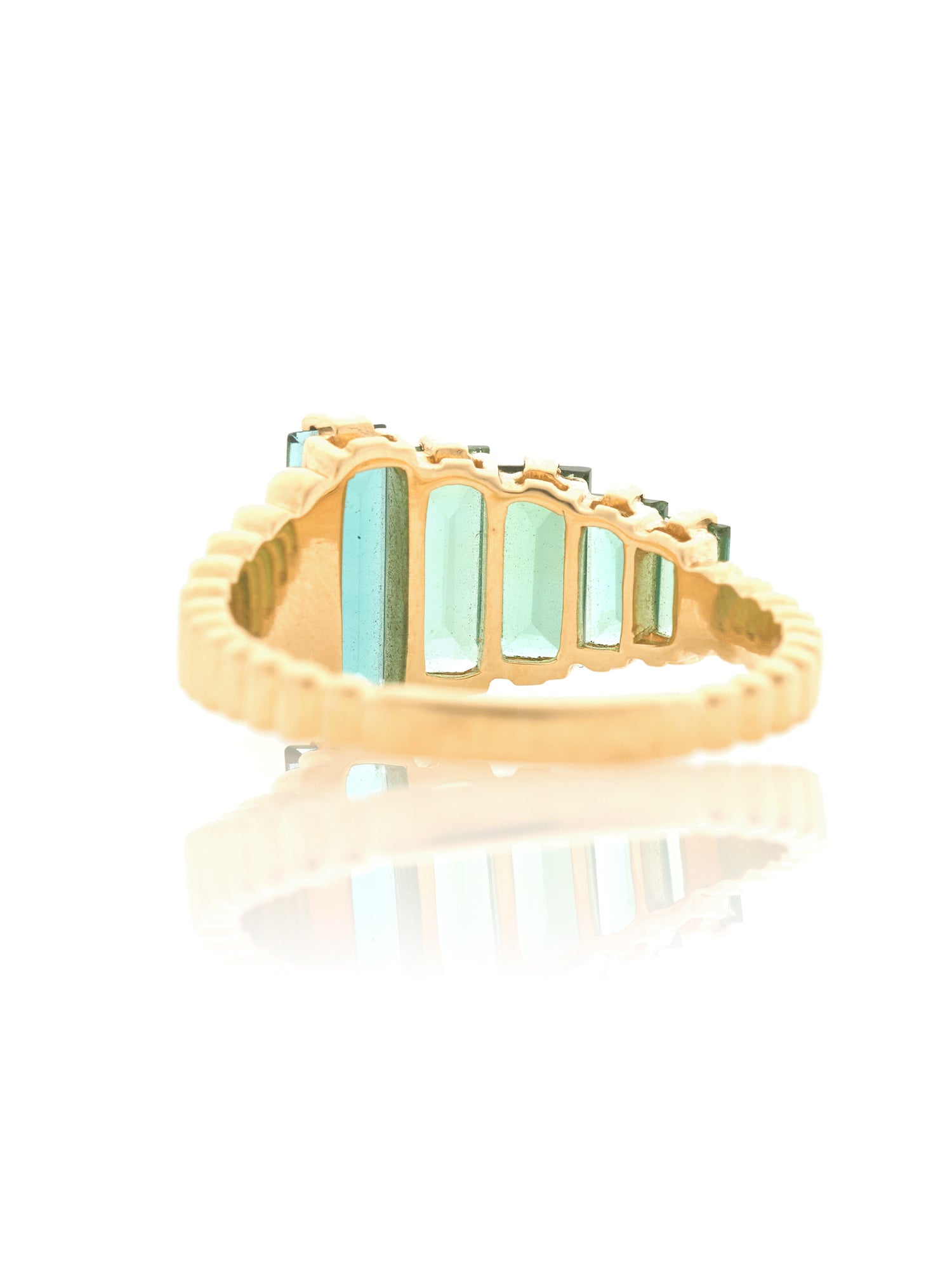 Indicolite and Green Tourmaline Crescendo Ring