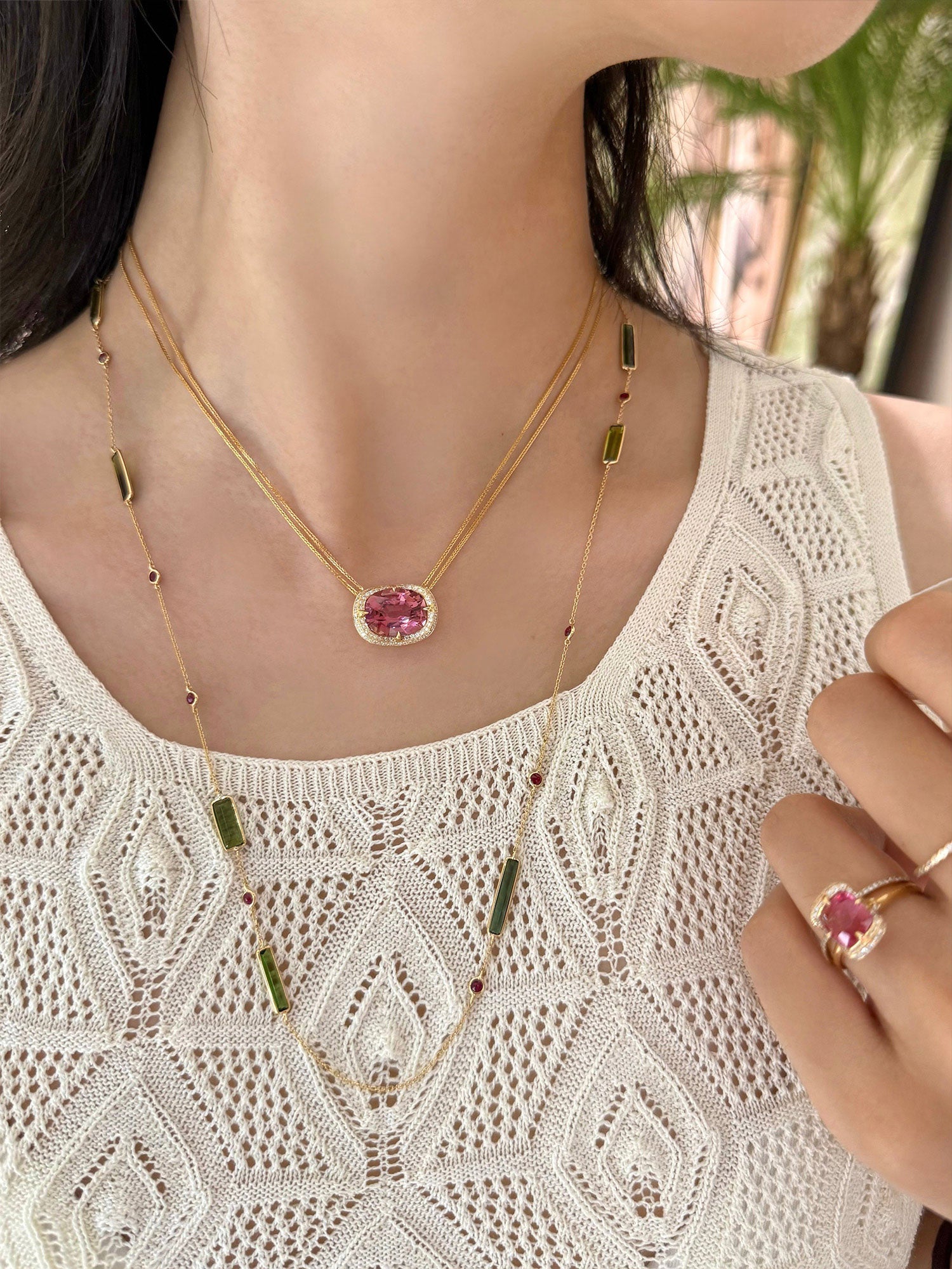 Pink Tourmaline Aurora Necklace