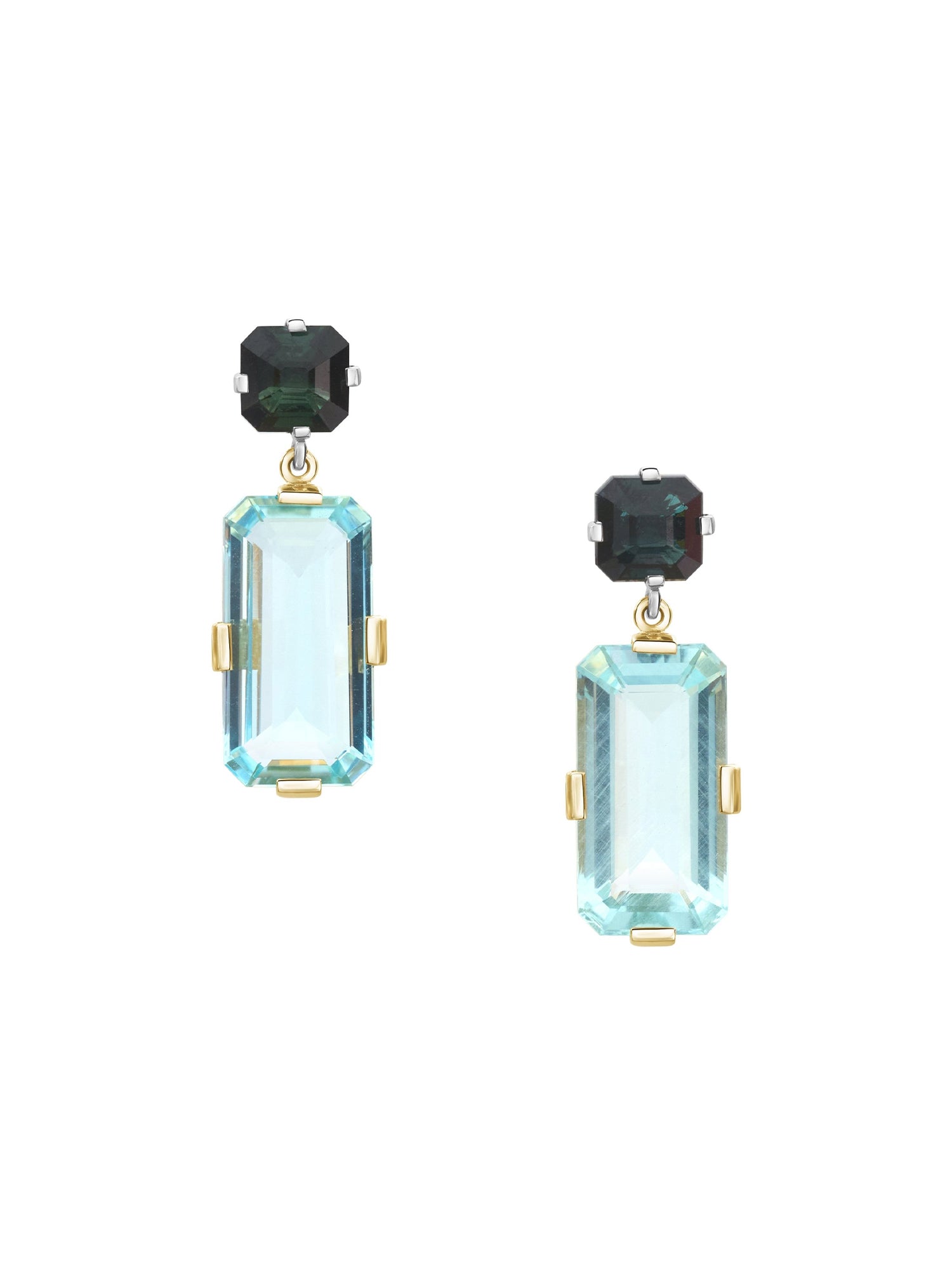 Aquamarine Tourmaline Bar Earrings
