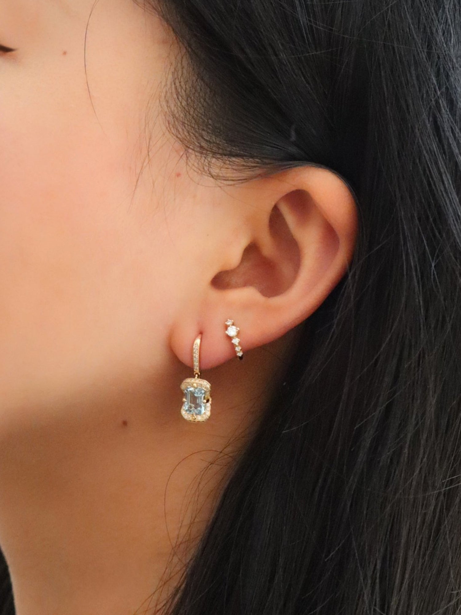 Aquamarine and Diamond Aurora Earrings