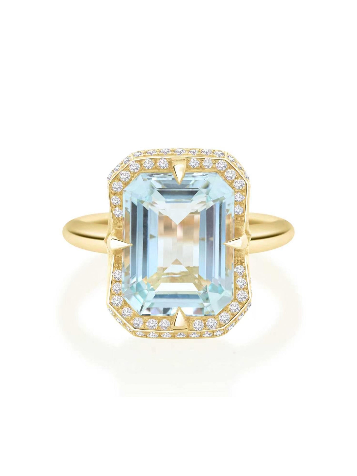 Aquamarine and Diamonds Aurora Ring