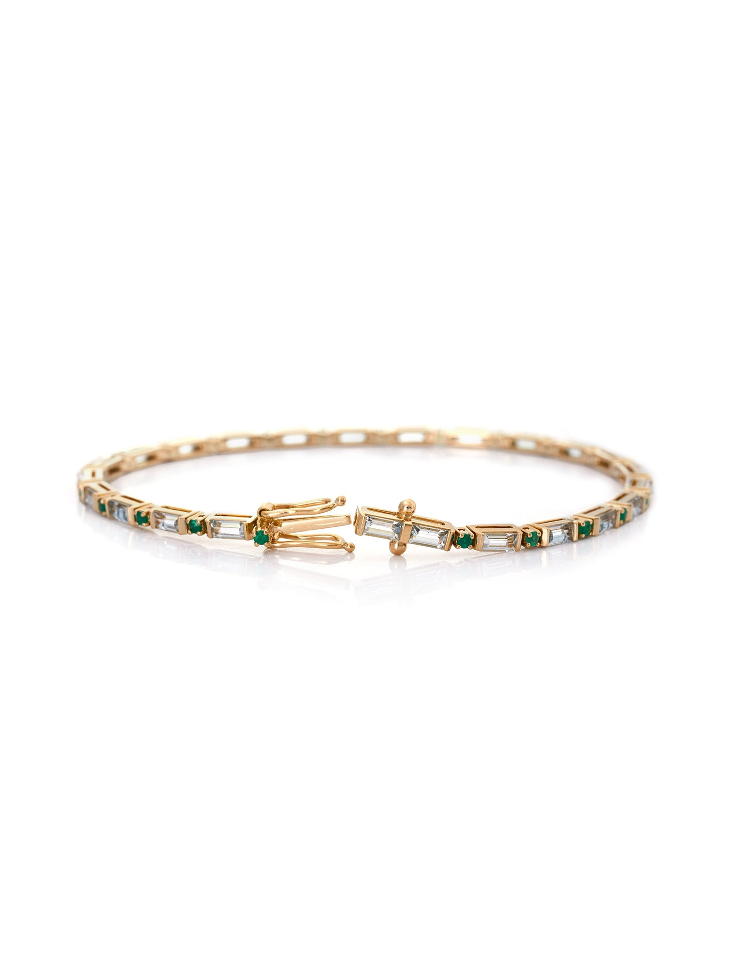 Aquamarine and Emerald Spring Tennis Bracelet