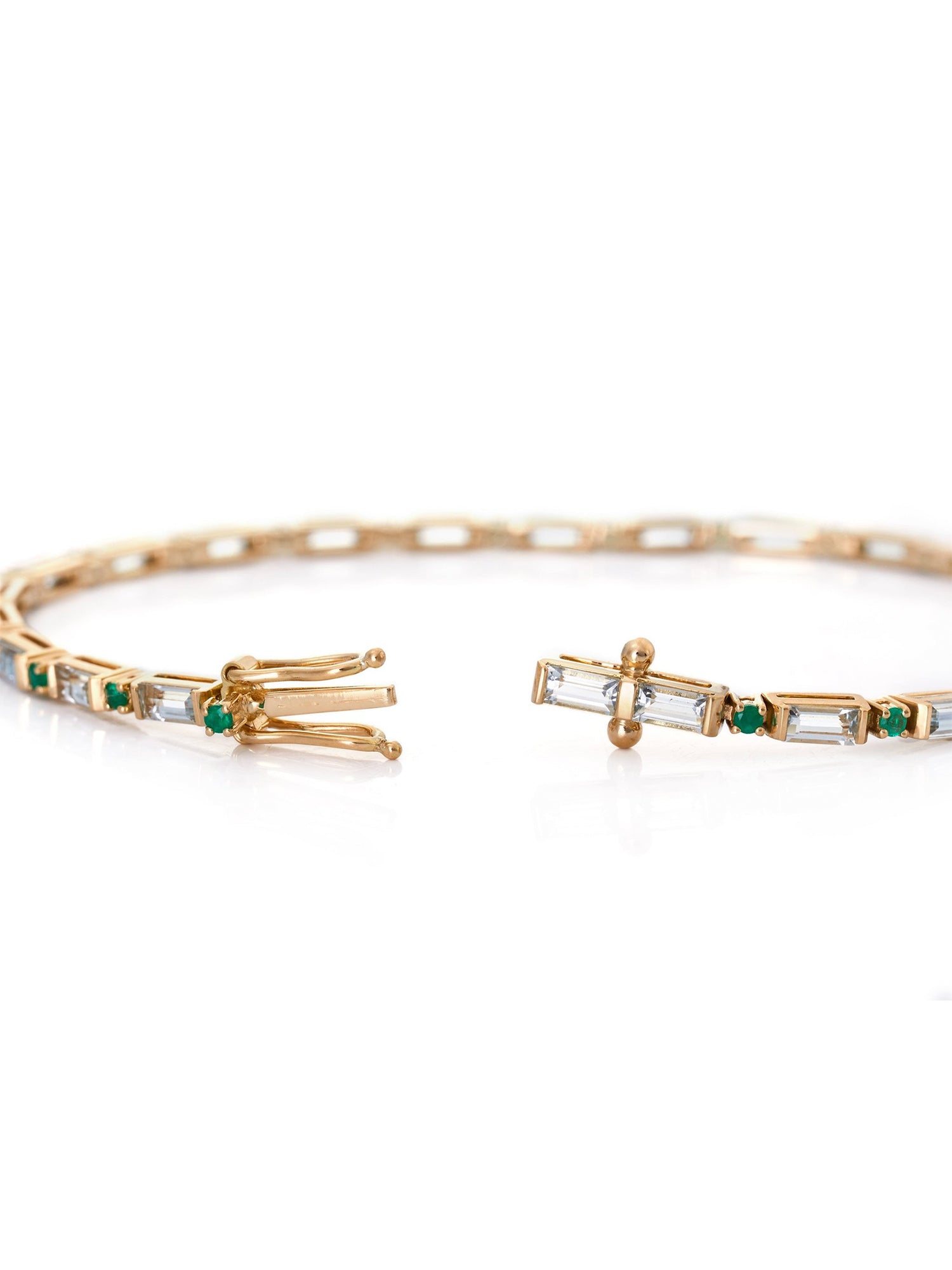 Aquamarine and Emerald Spring Tennis Bracelet