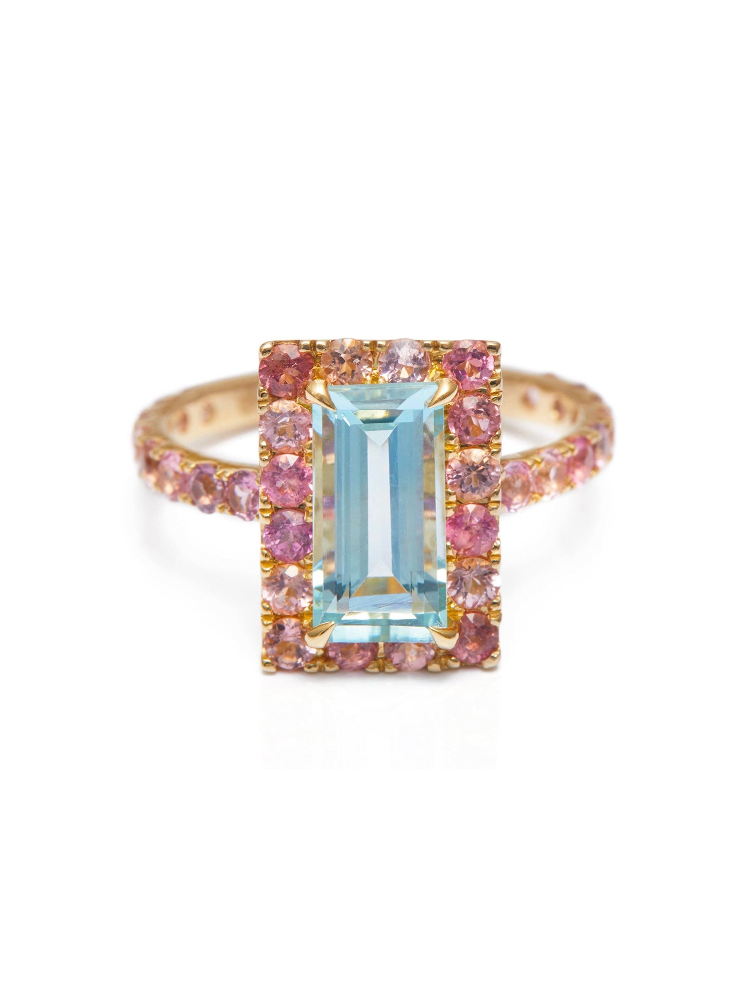 Aquamarine and Pink Tourmaline Candy Ring