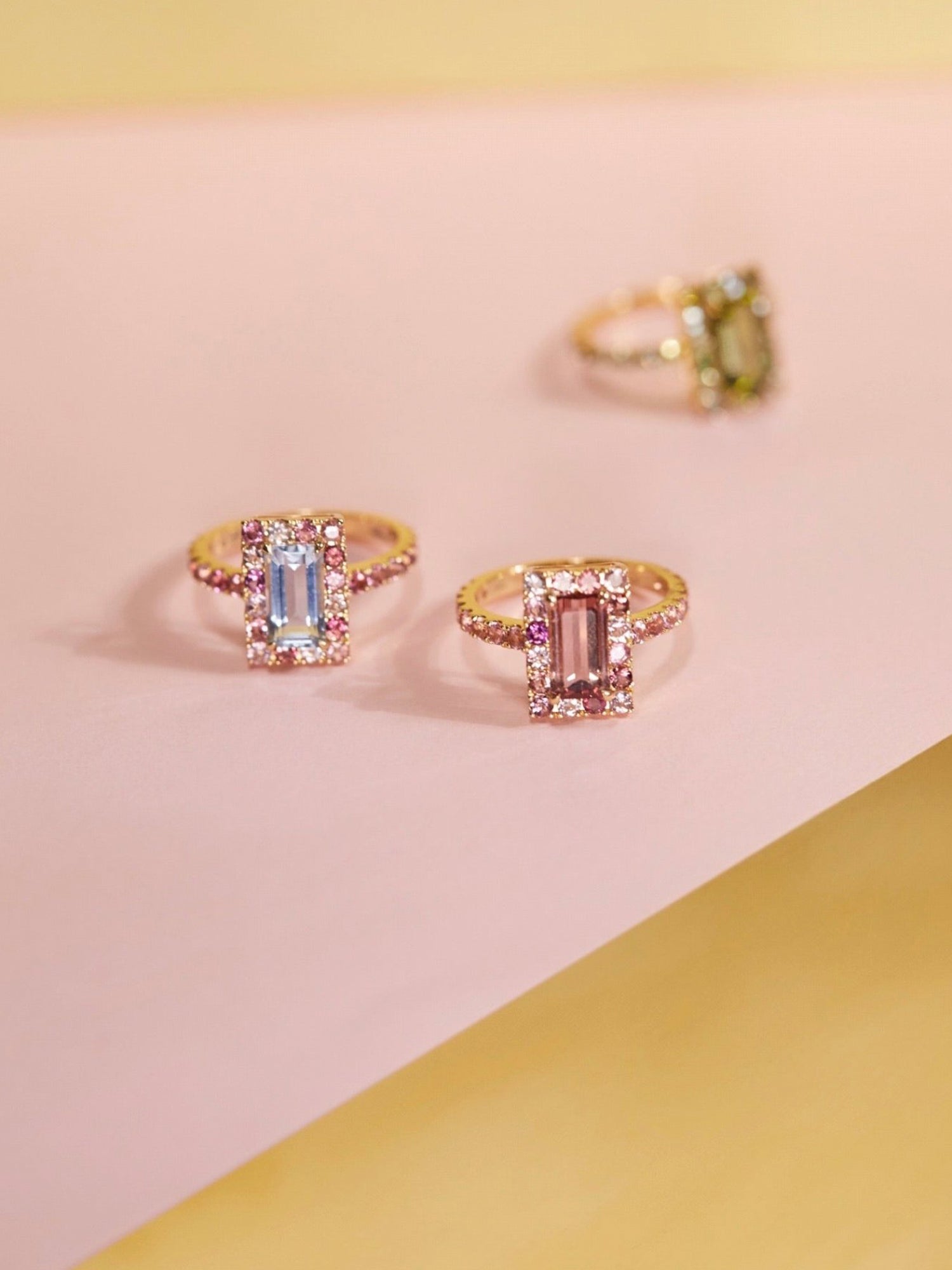 Aquamarine and Pink Tourmaline Candy Ring