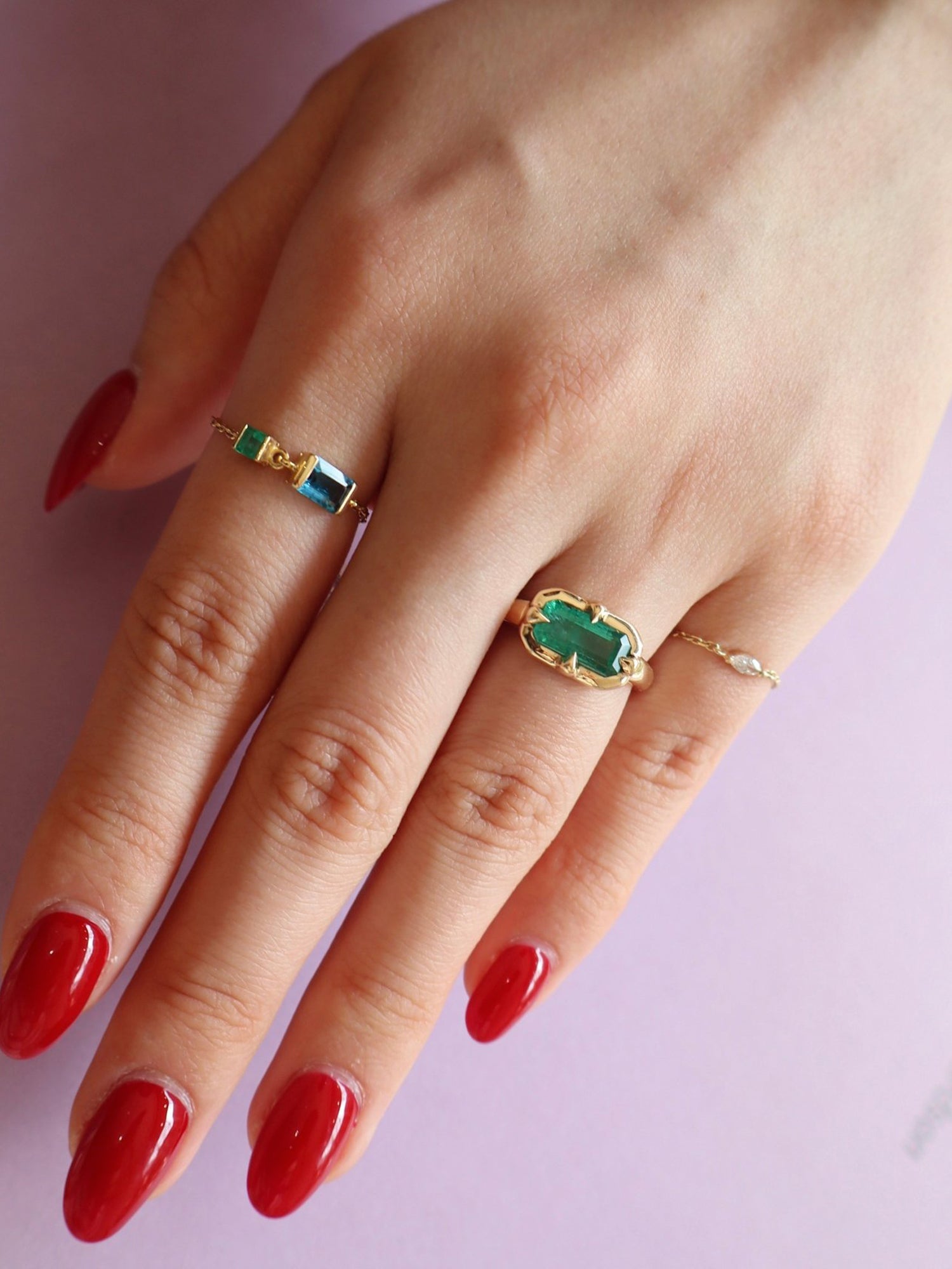 Emerald Compass Ring