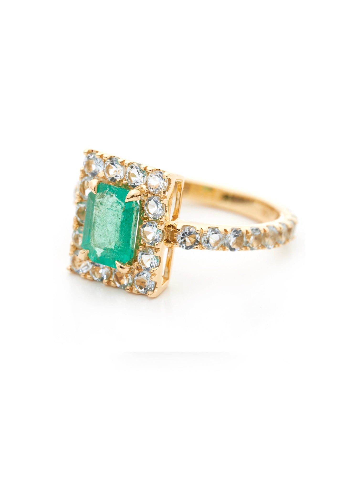 Emerald and Aquamarine Candy Ring