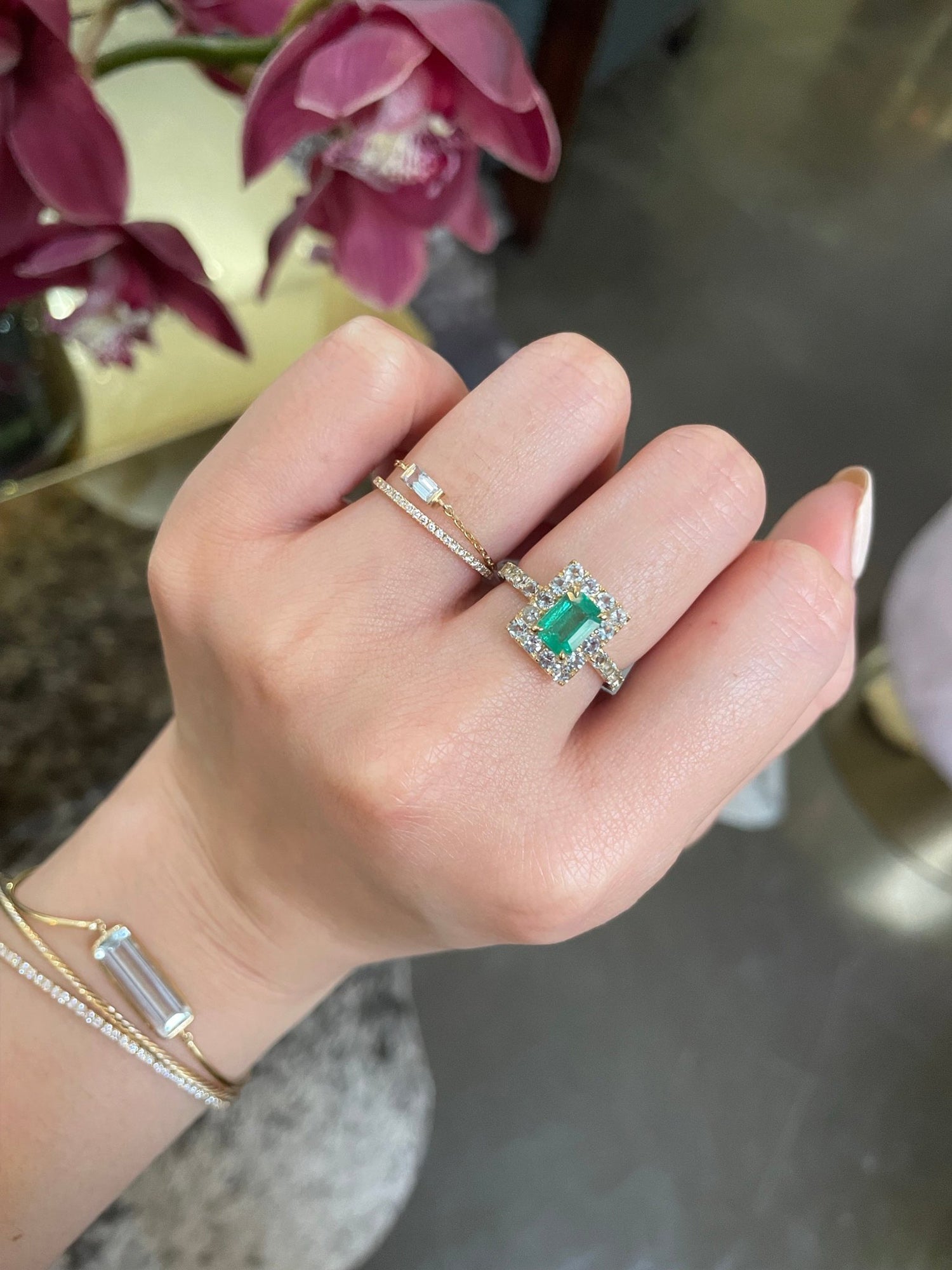 Emerald and Aquamarine Candy Ring