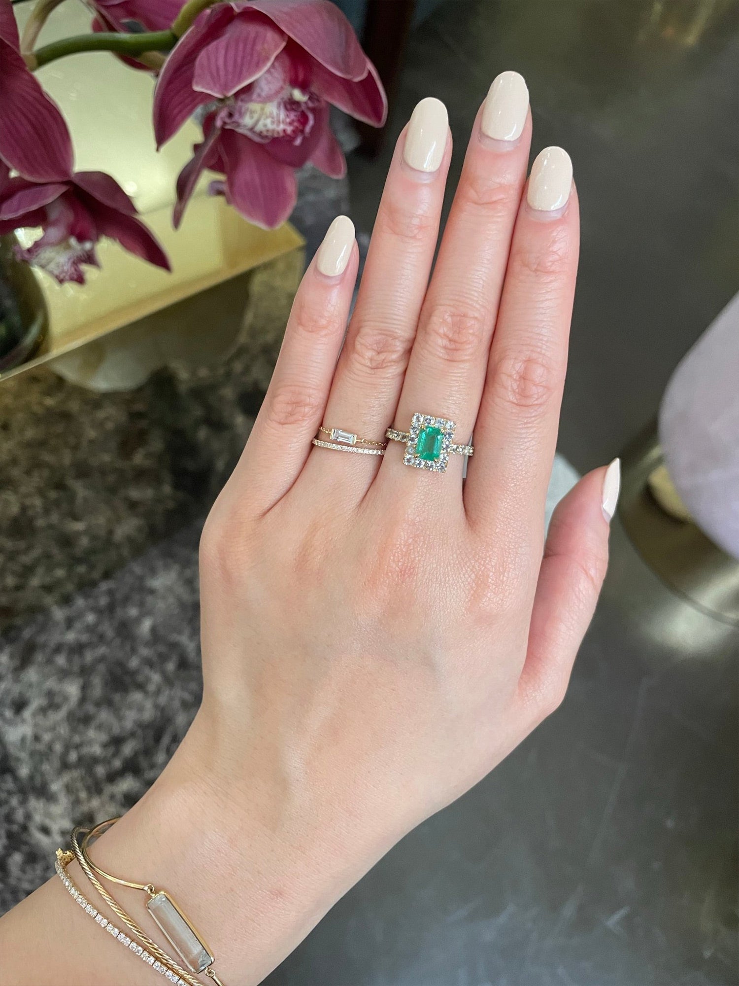 Emerald and Aquamarine Candy Ring