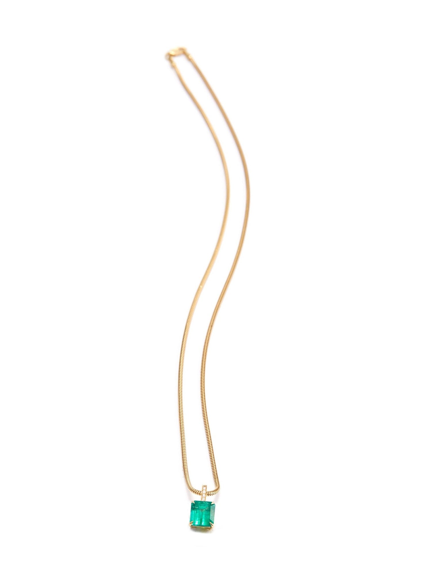 Emerald and Diamond Supreme Bar Necklace