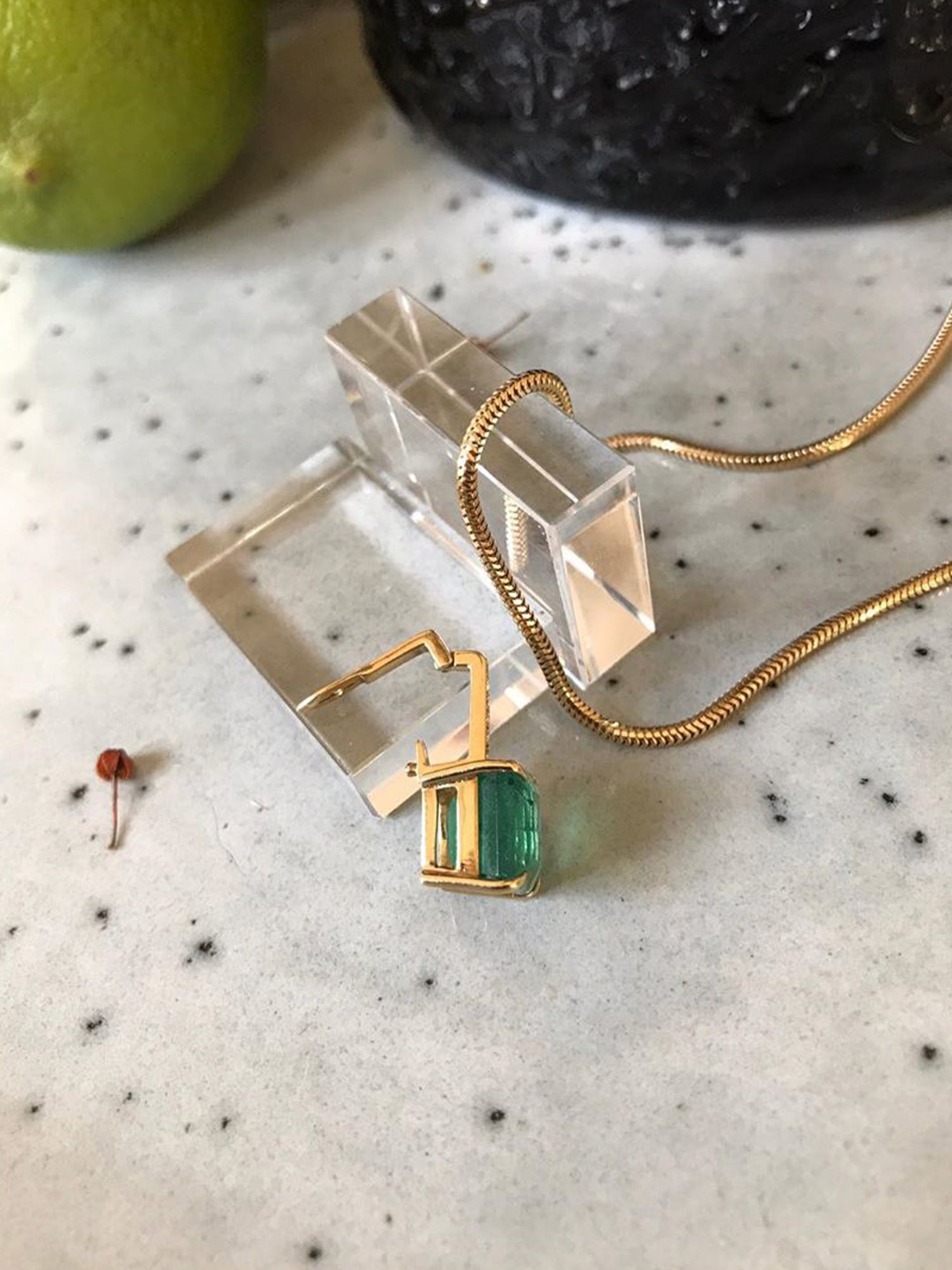 Emerald and Diamond Supreme Bar Necklace