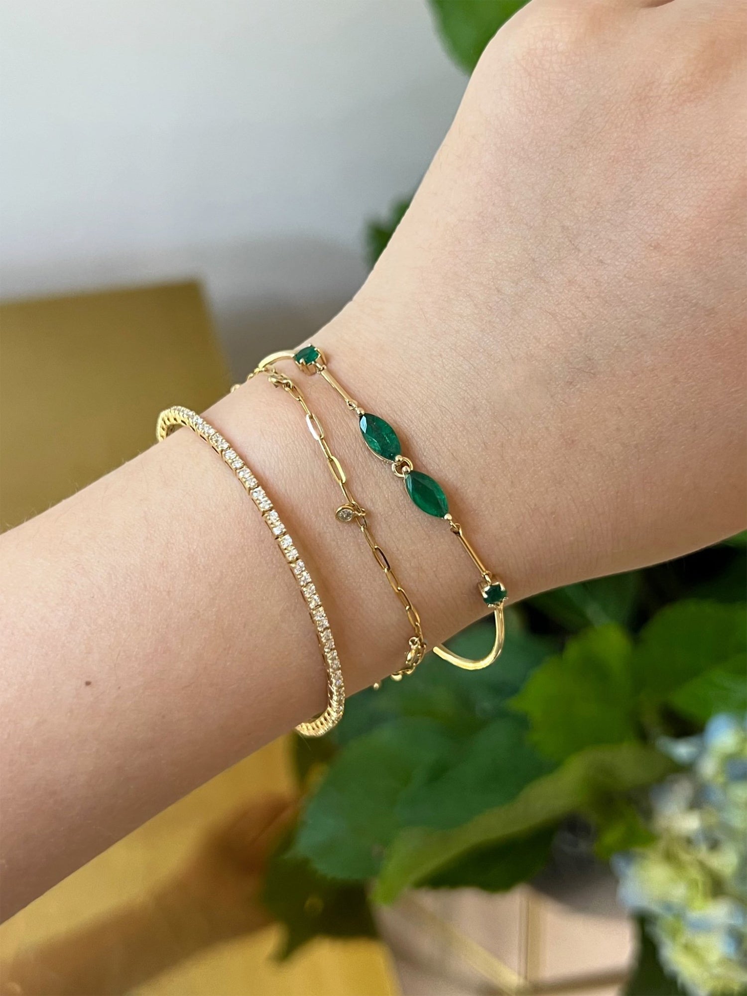 Emerald Marquise Duo Bangle