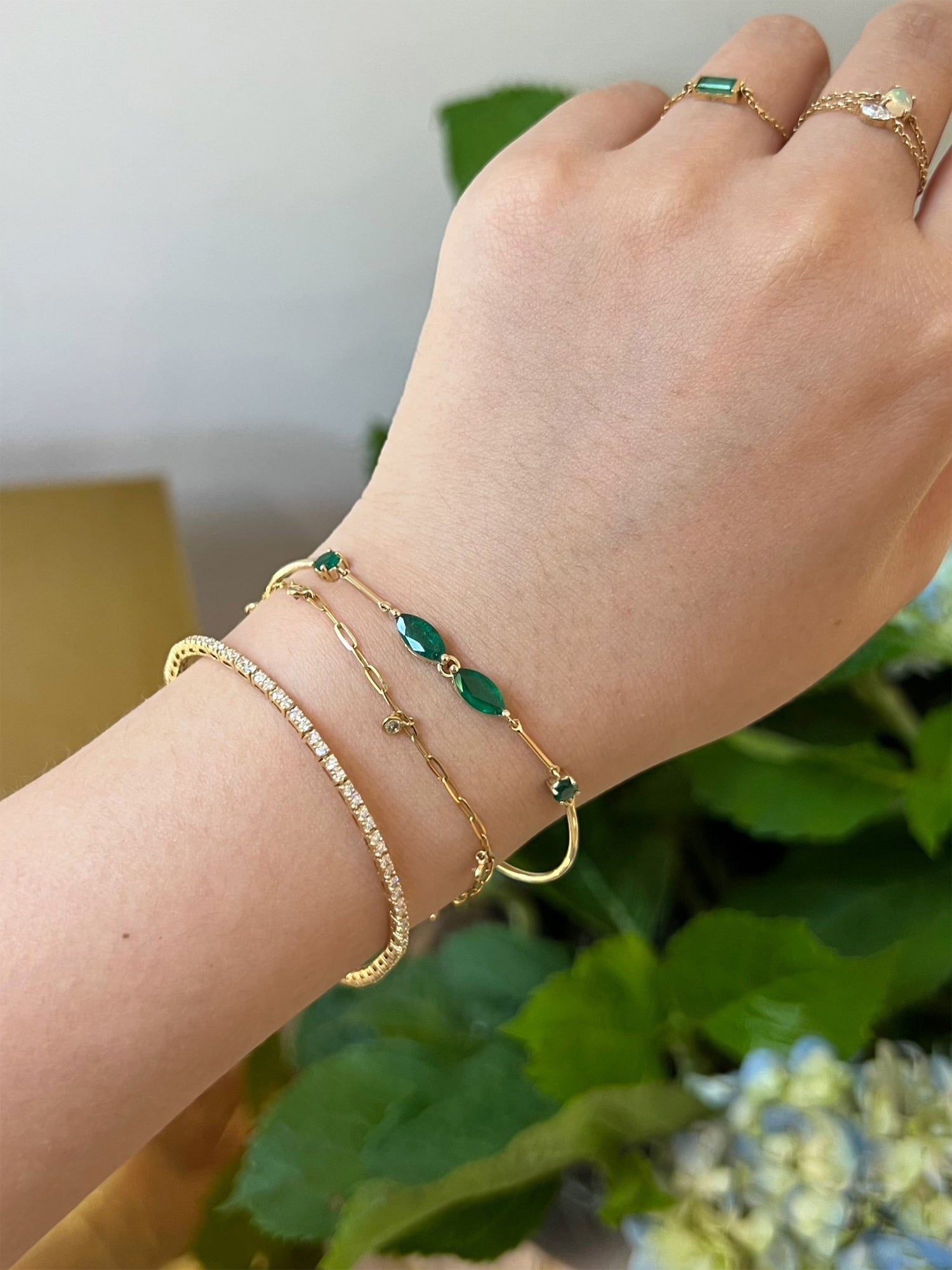 Emerald Marquise Duo Bangle